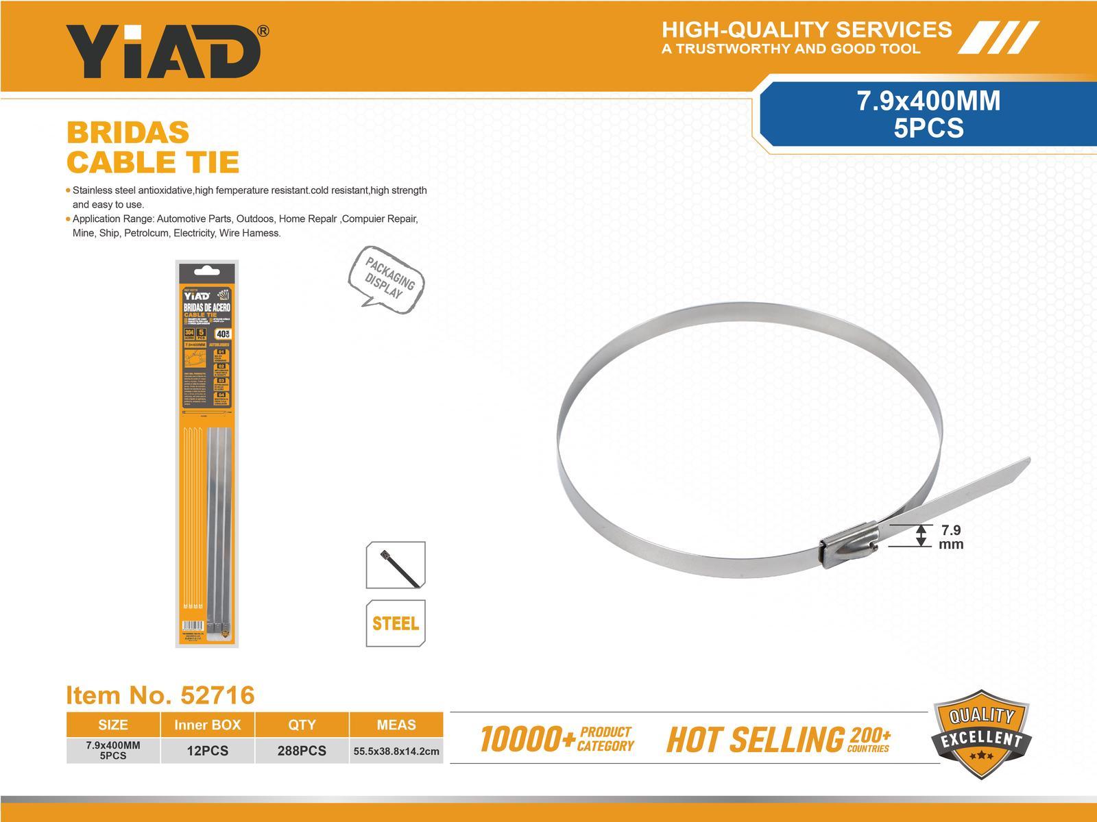 Bridas para cables, 7,9 × 400, 5 piezas