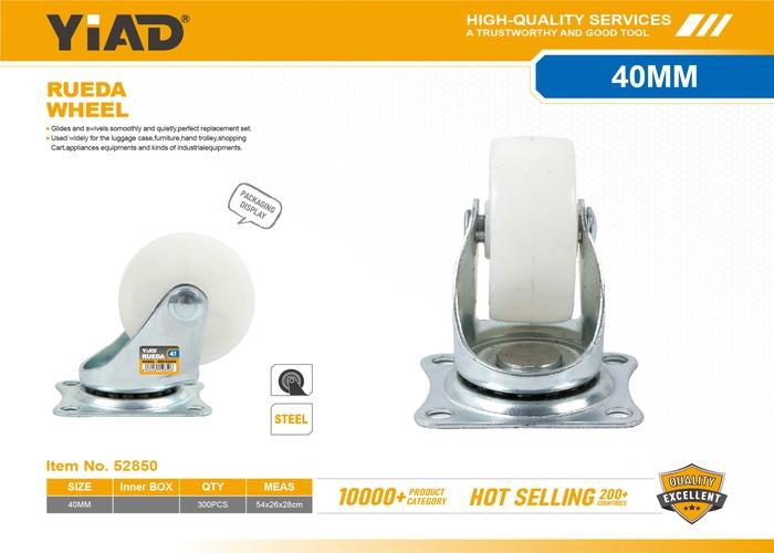 Ruedas de polipropileno, 1,5 pulgadas, color blanco, ref. 52850