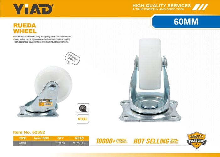 Ruedas de polipropileno, 2,5 pulgadas, color blanco, ref. 52852