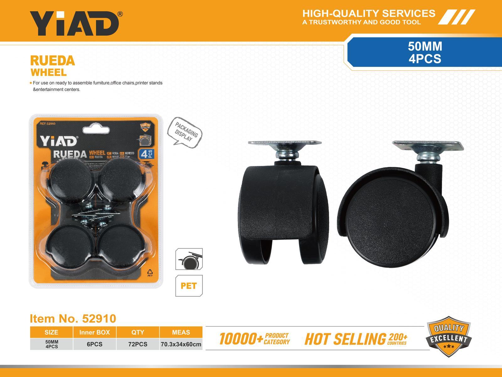 Ruedas para muebles, 50 mm, 4 piezas, ref. 52910