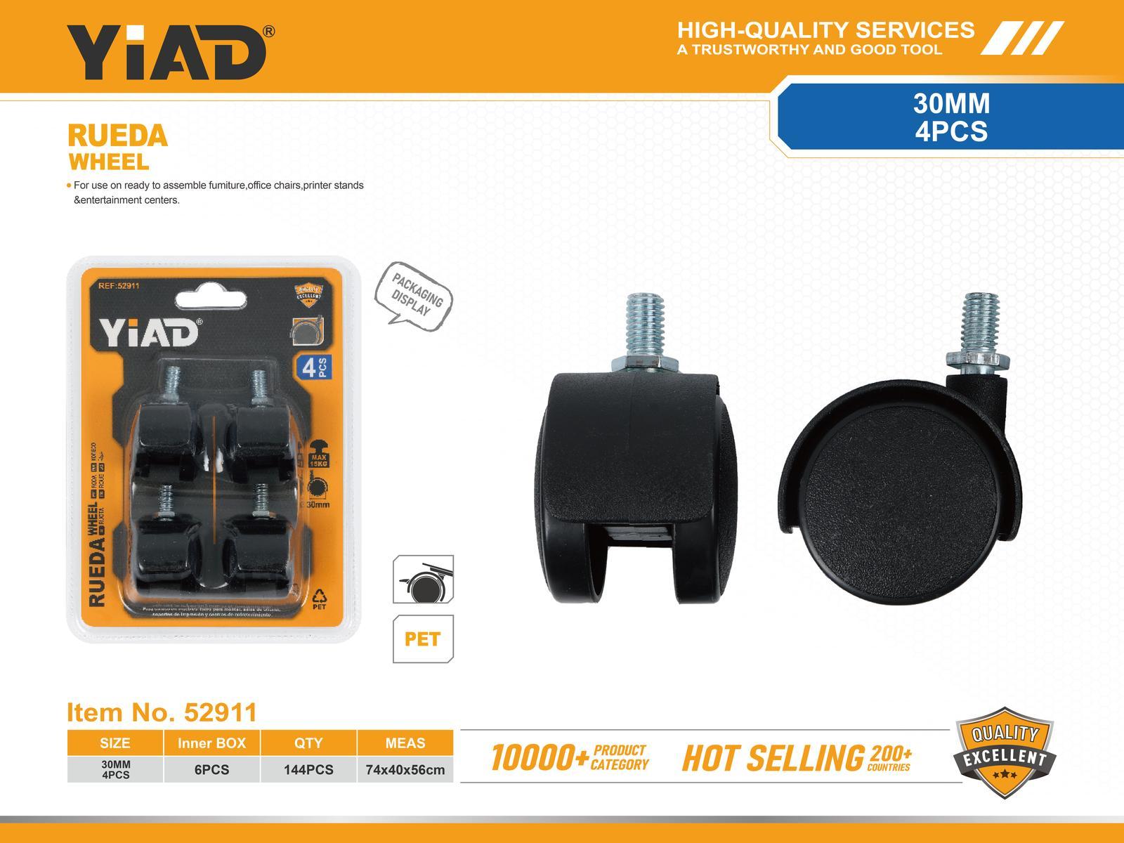 Ruedas para muebles, 30 mm, 4 piezas, ref. 52911