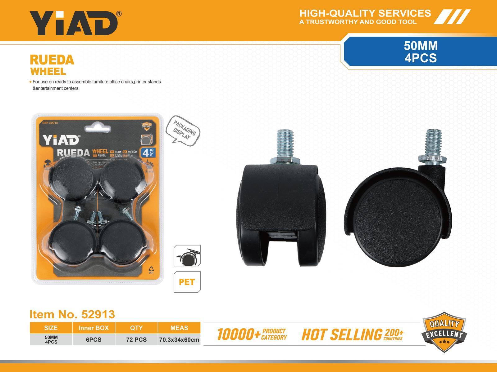 Ruedas para muebles, 50 mm, 4 piezas, ref. 52913
