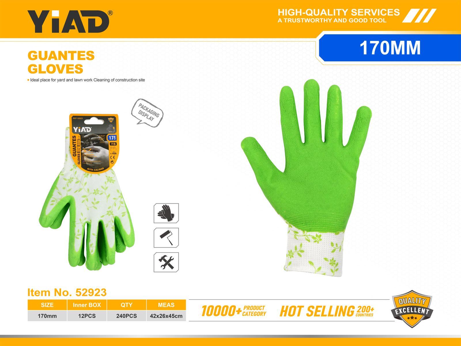 Guantes de jardinería, 7 pulgadas, color verde
