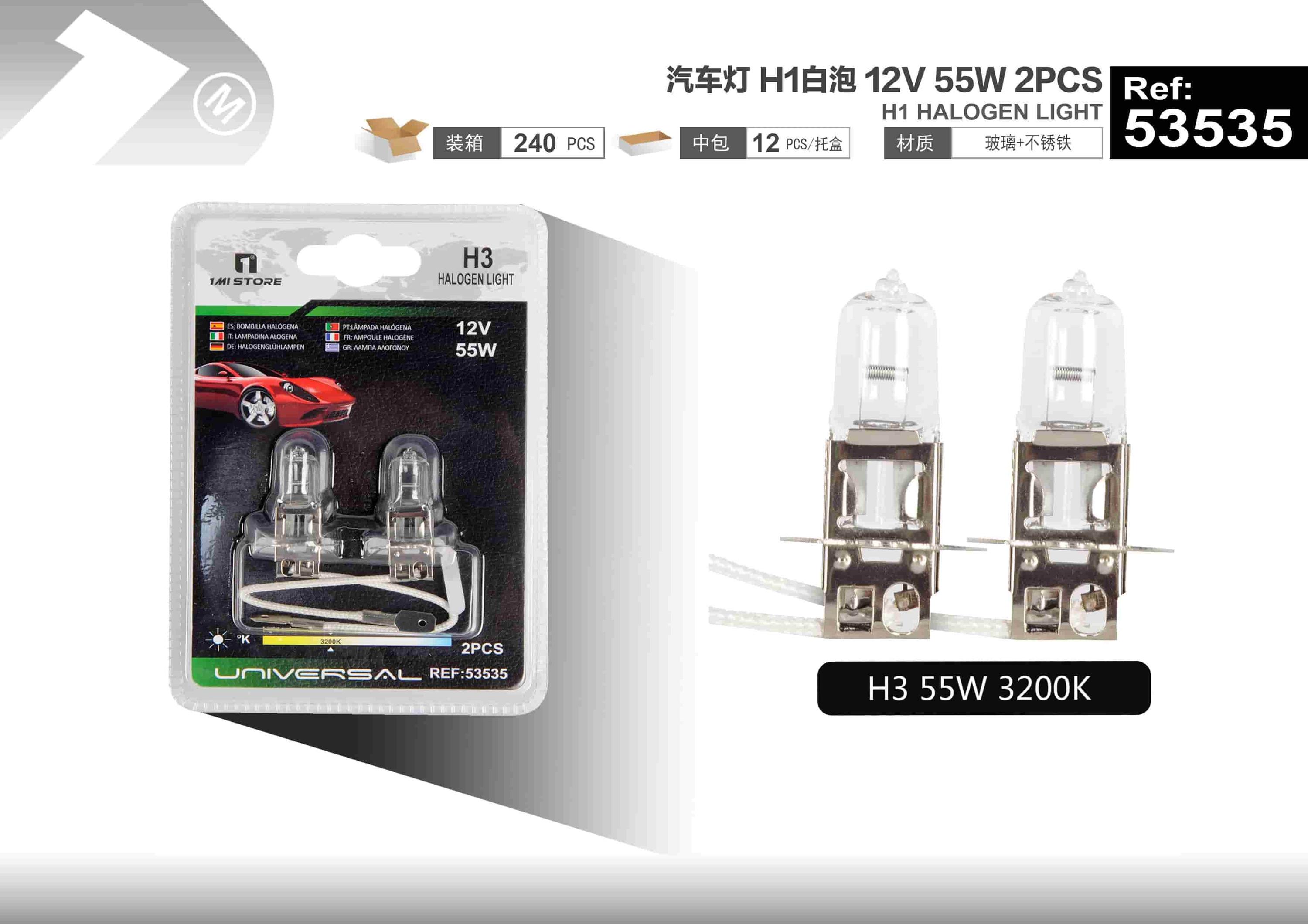 faros halógenos, modelo H3, 12 V, 55 W, 2 piezas, color blanco