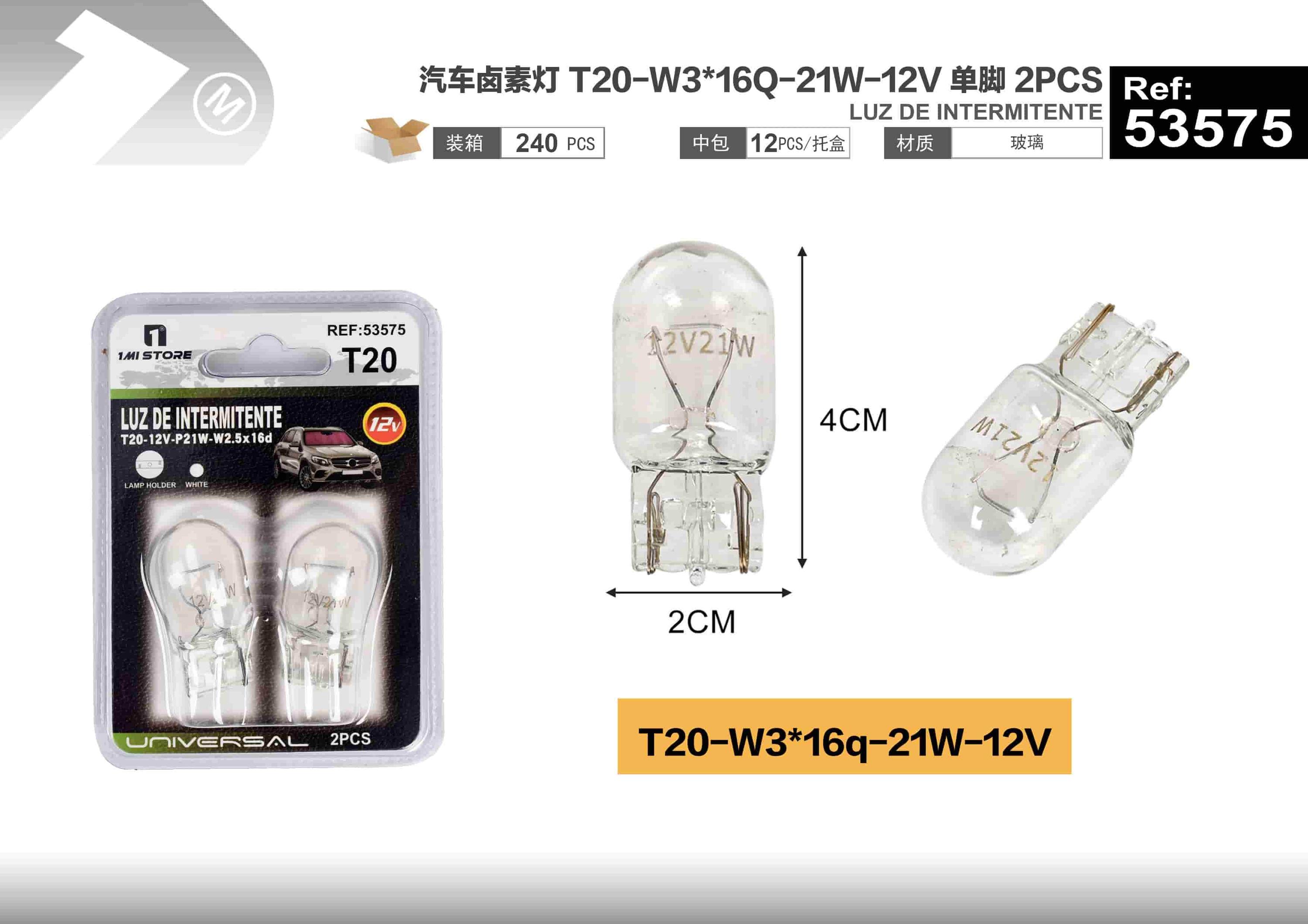 Lámparas halógenas, modelo T20-W3, 21 W, 12 V, 2 piezas