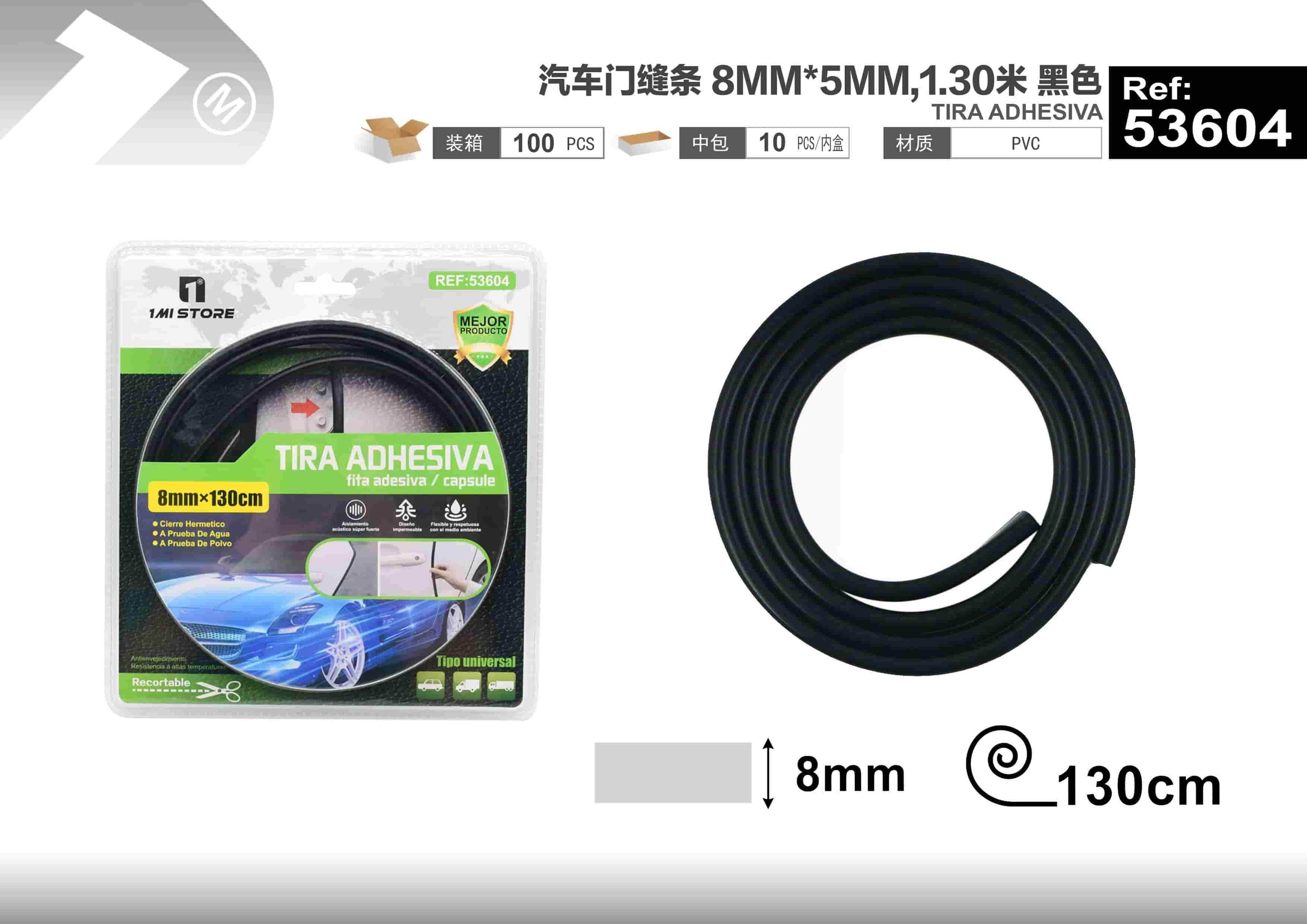 Tiras de costura de puerta, 8 mm, 5 mm, 1,30 m, color negro