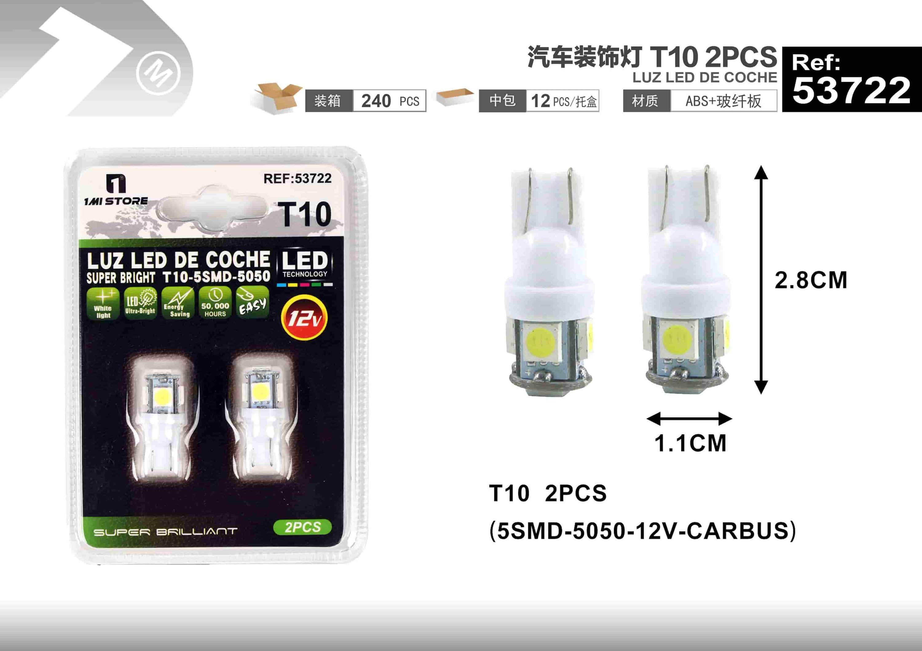 luces LED, modelo T10, 12 V, 2 piezas