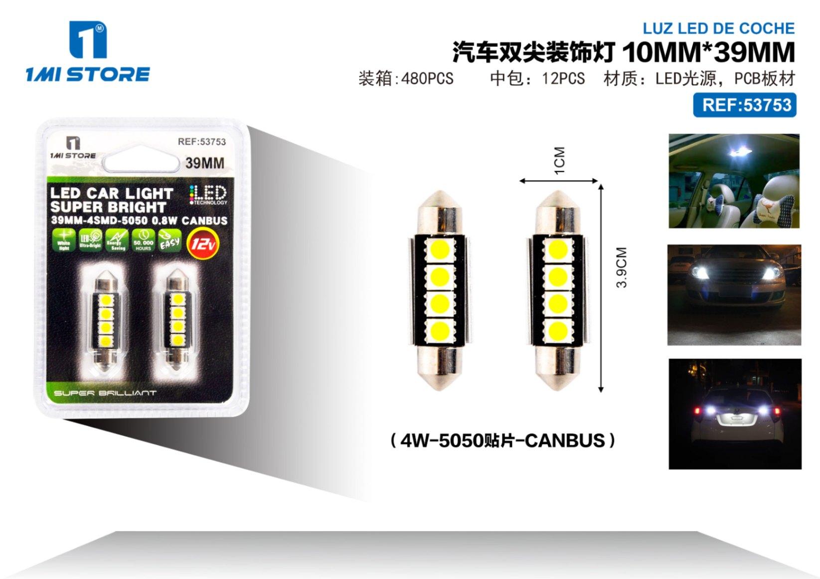luces LED, 10 mm, 39 mm, 4 W, 2 piezas