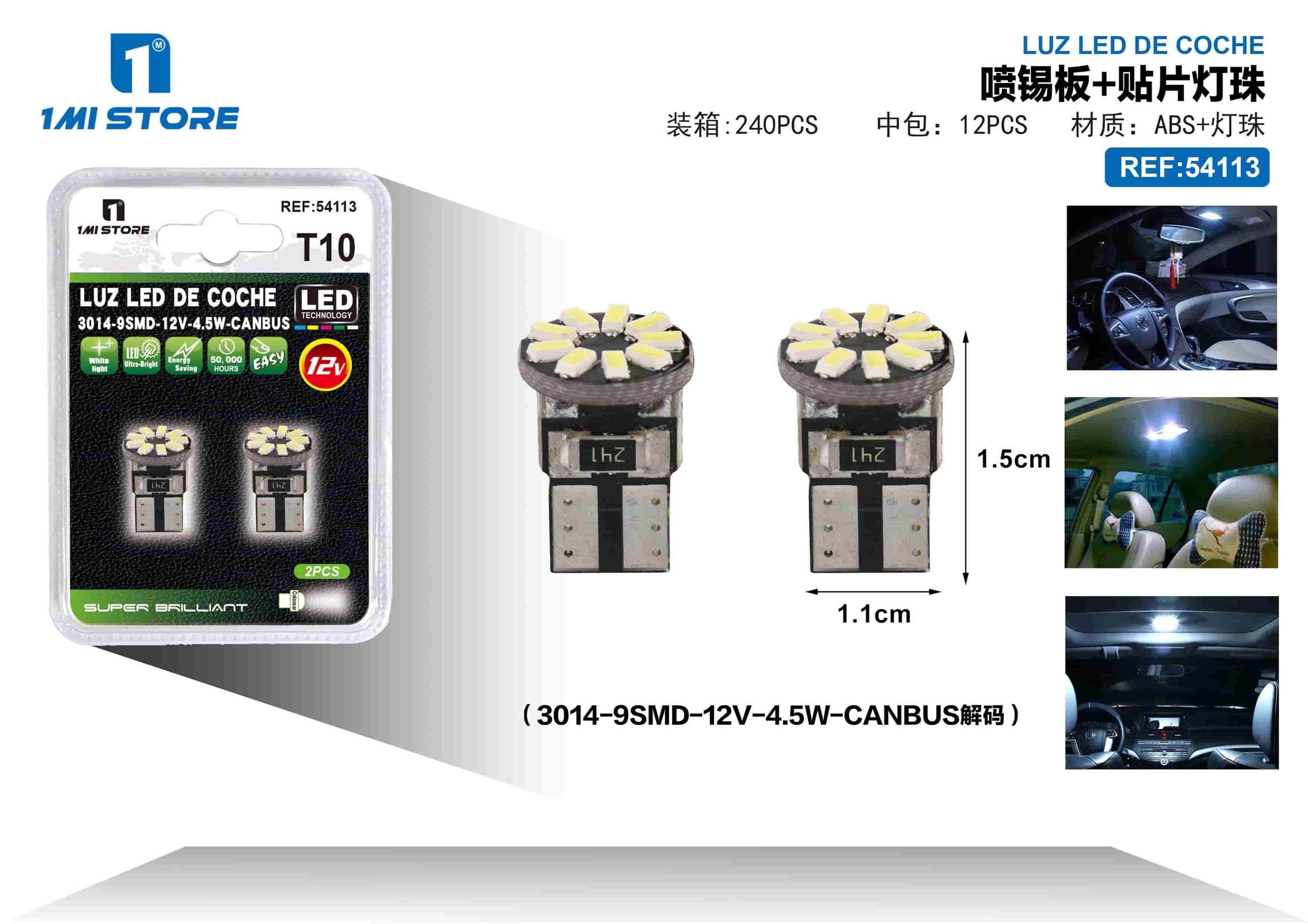luces LED, modelo T10, 12 V, 4,5 W, color blanco