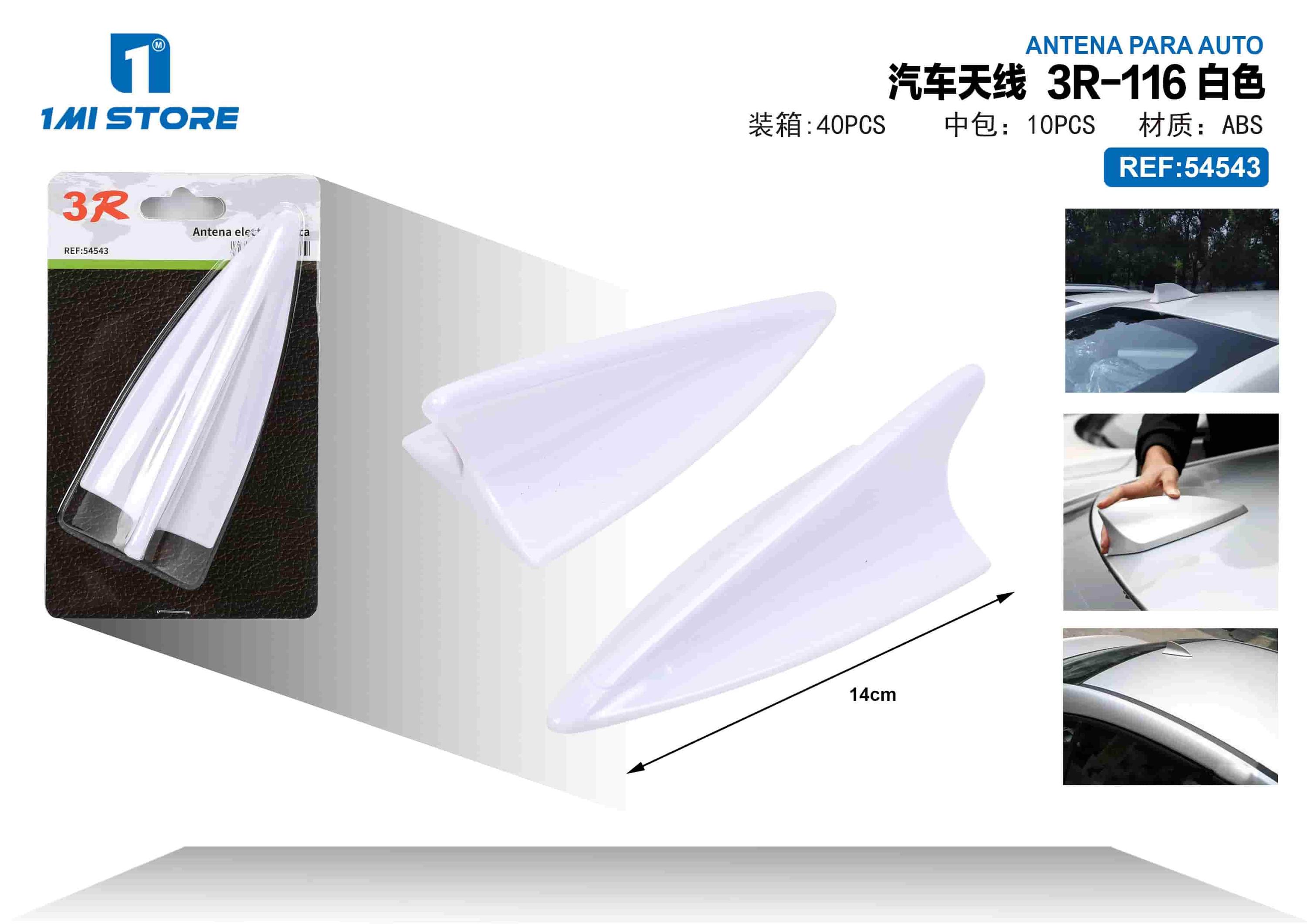 Antenas automotrices, modelo 3R-116, color blanco