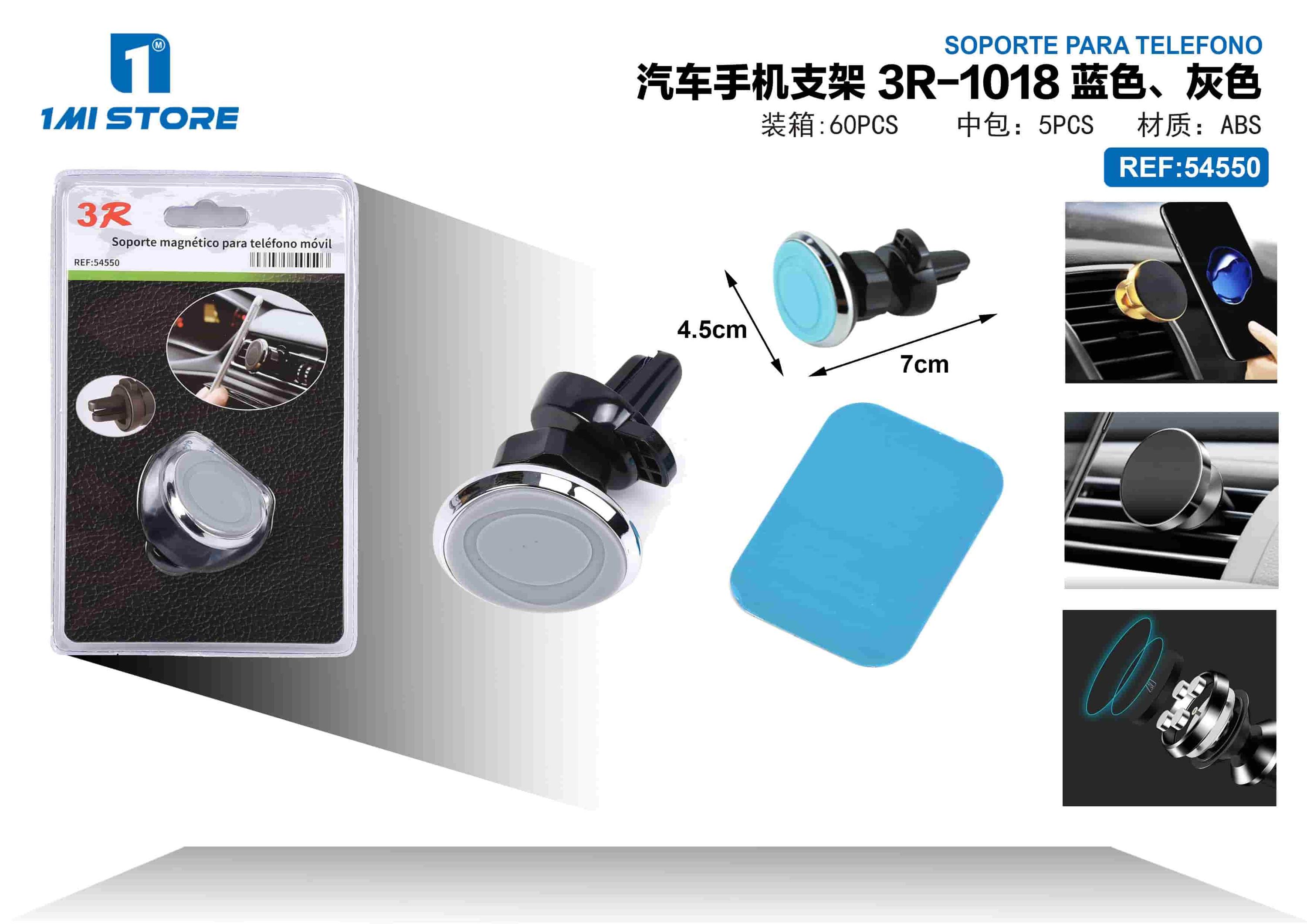 Soporte para teléfono de coche, modelo 3R-1018, colores azul y gris