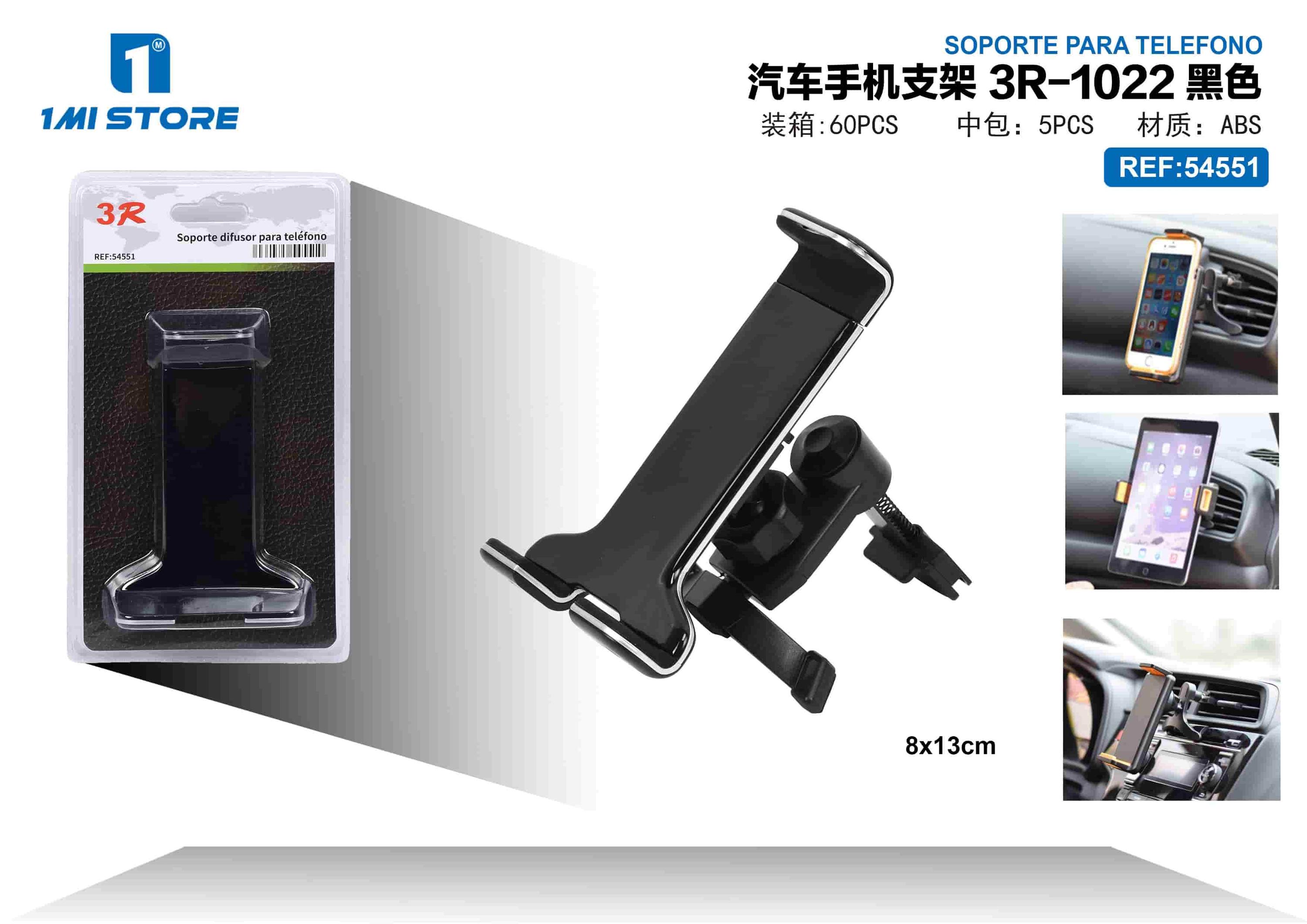 Soporte para teléfono de coche, modelo 3R-1022, color negro
