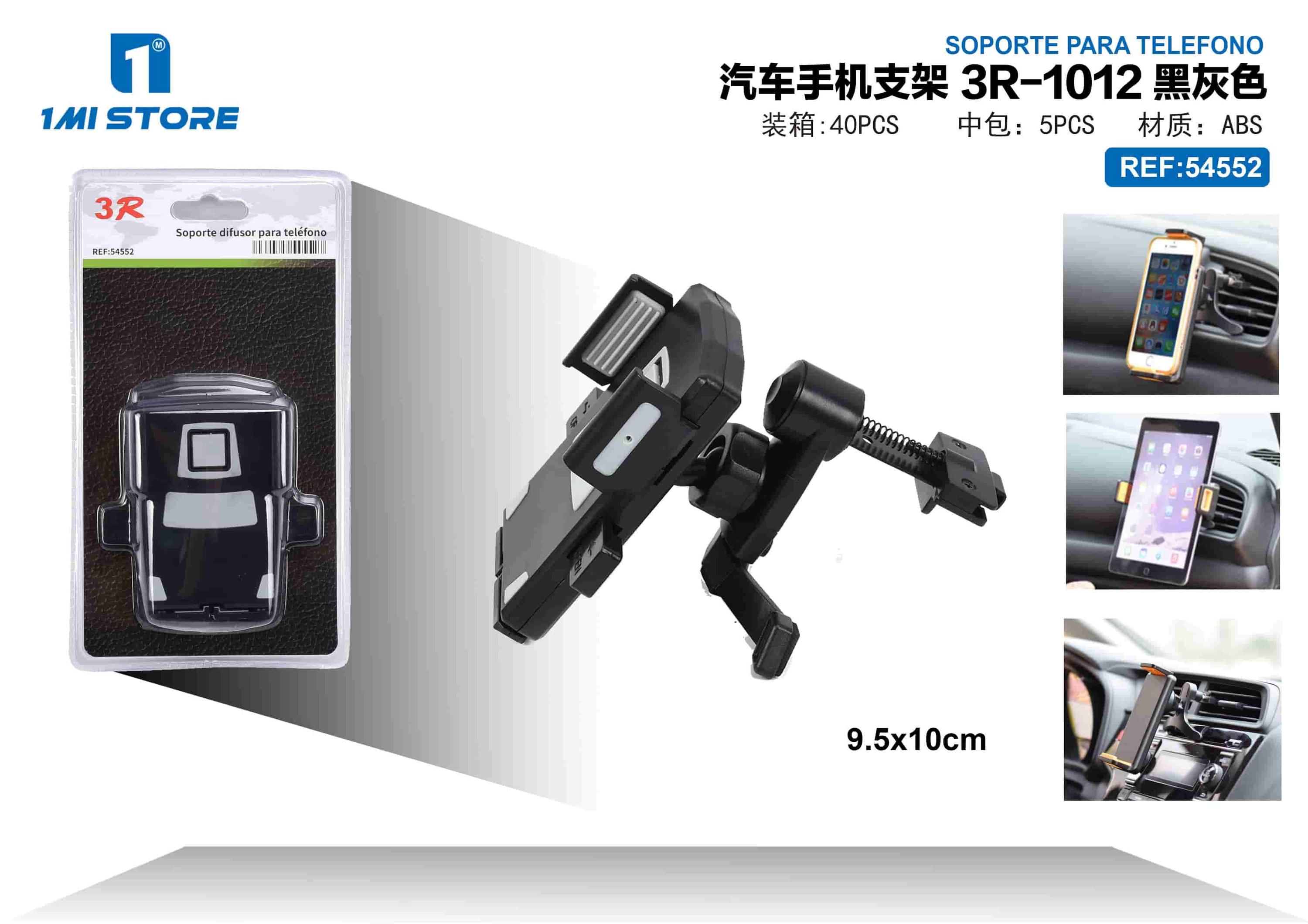Soporte para teléfono de coche, modelo 3R-1012, colores negro y gris