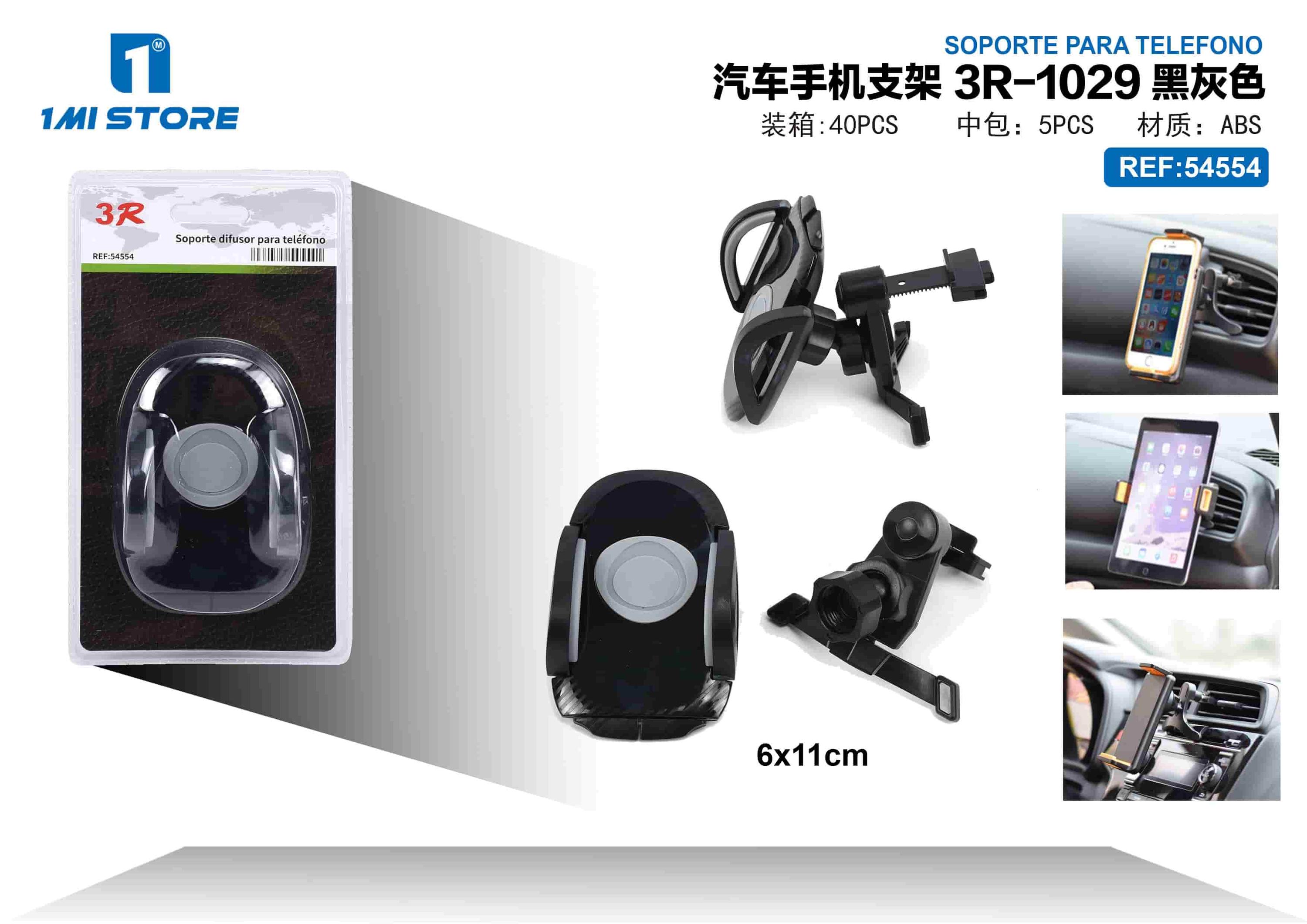 Soporte para teléfono de coche, modelo 3R-1029, colores negro y gris