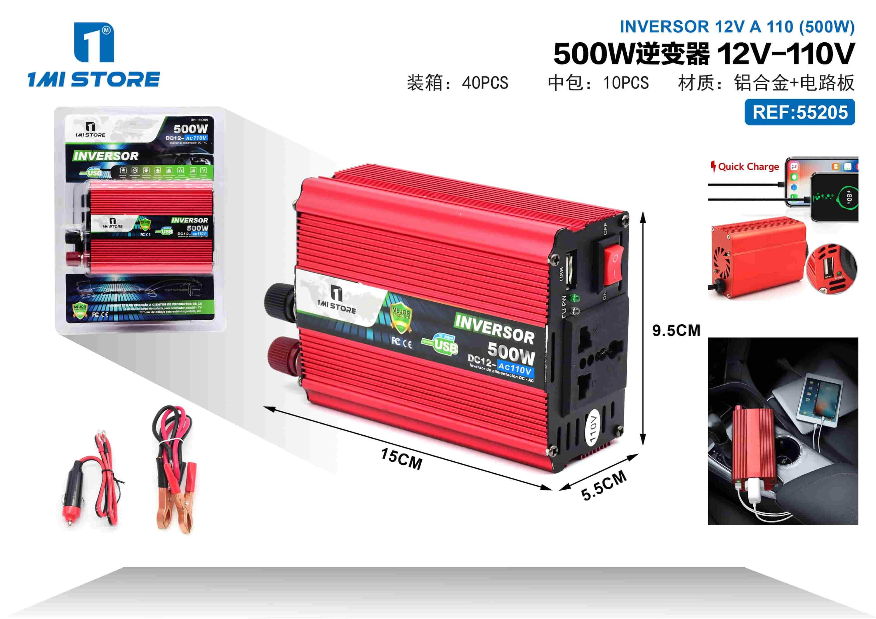 inversor, 500 W, 12 V, 110 V