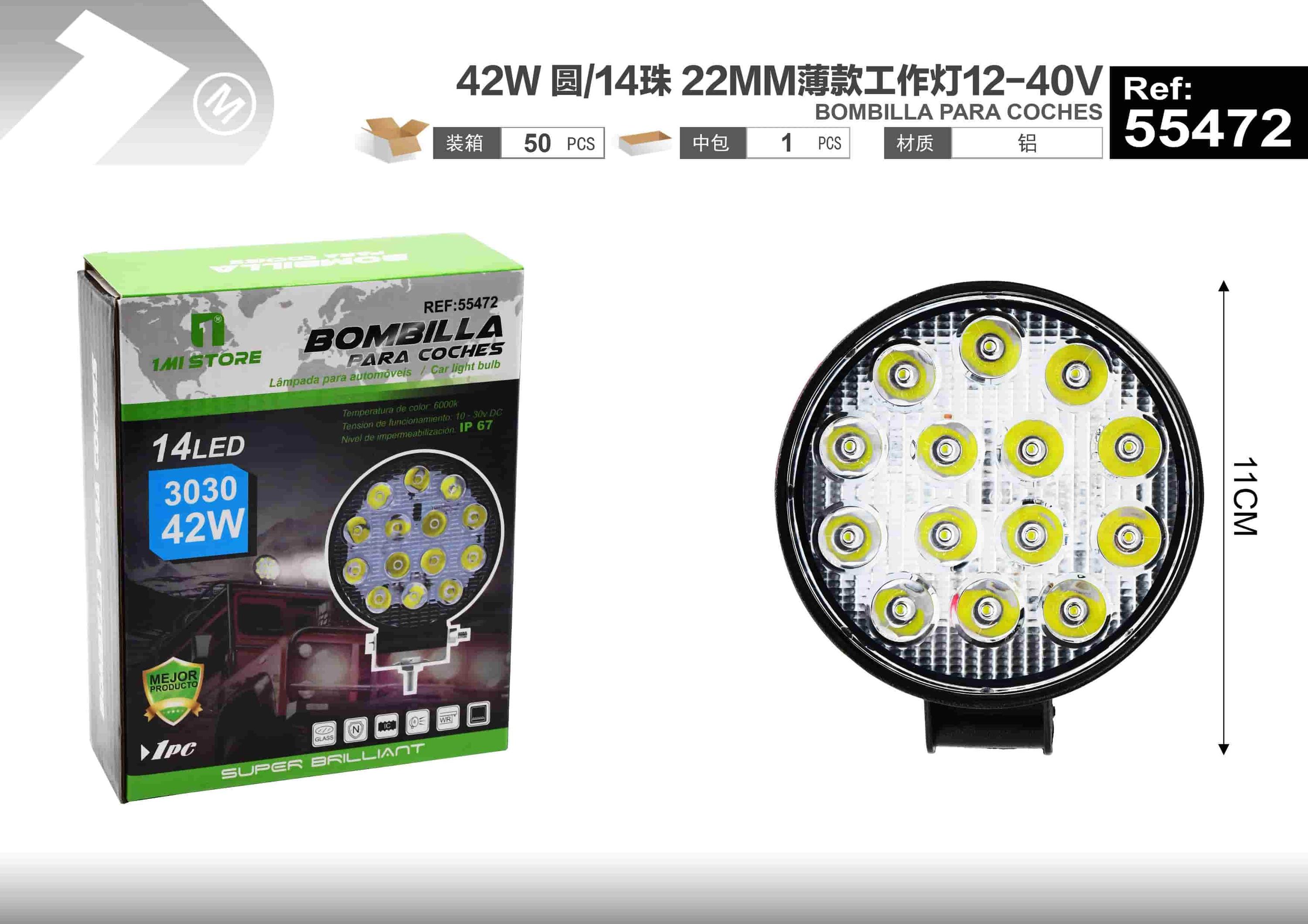 Luz de trabajo del coche, 22 mm, 42 W, 40 V