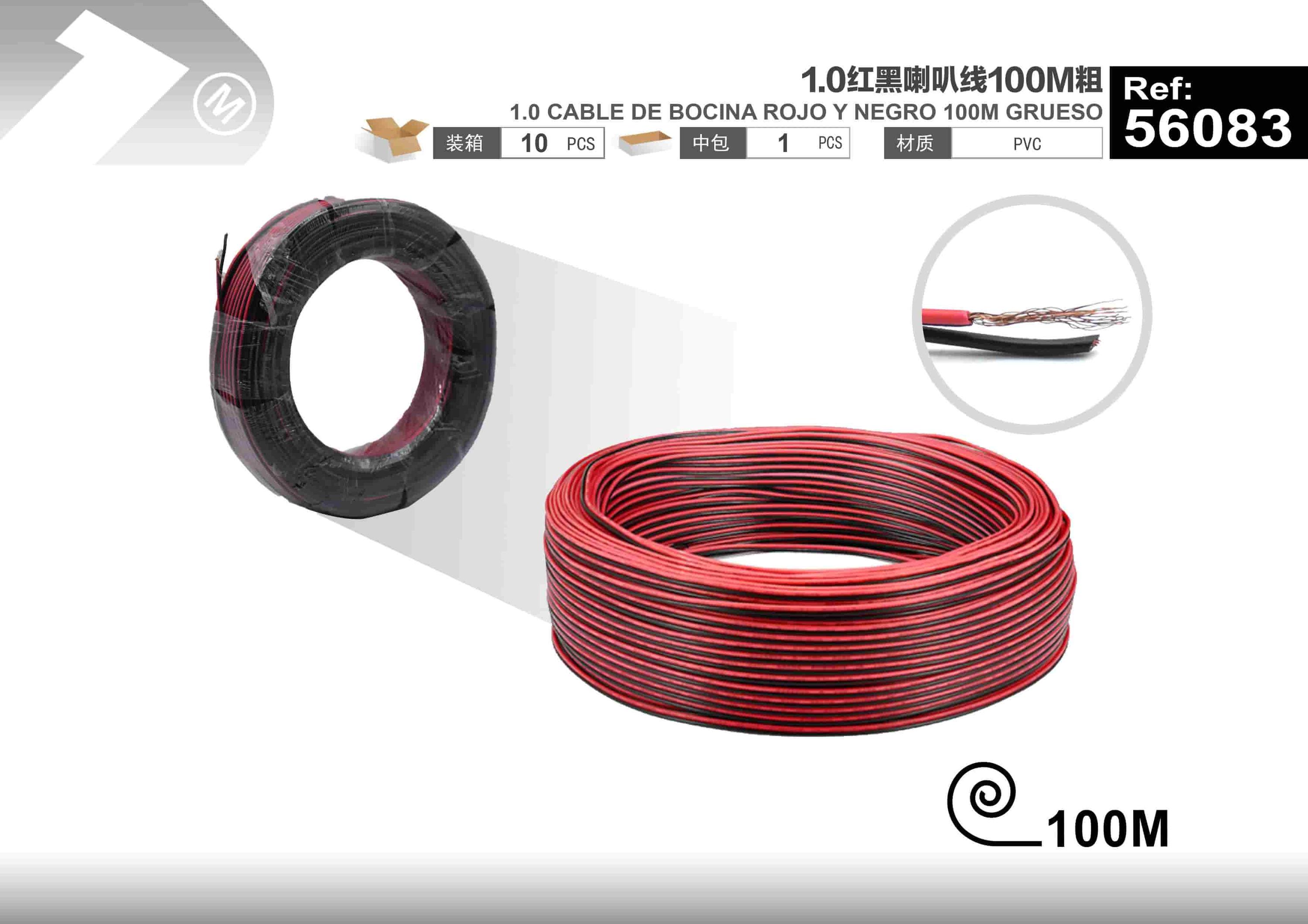 Cable de alimentación, 100 m, colores rojo y negro, modelo 56083