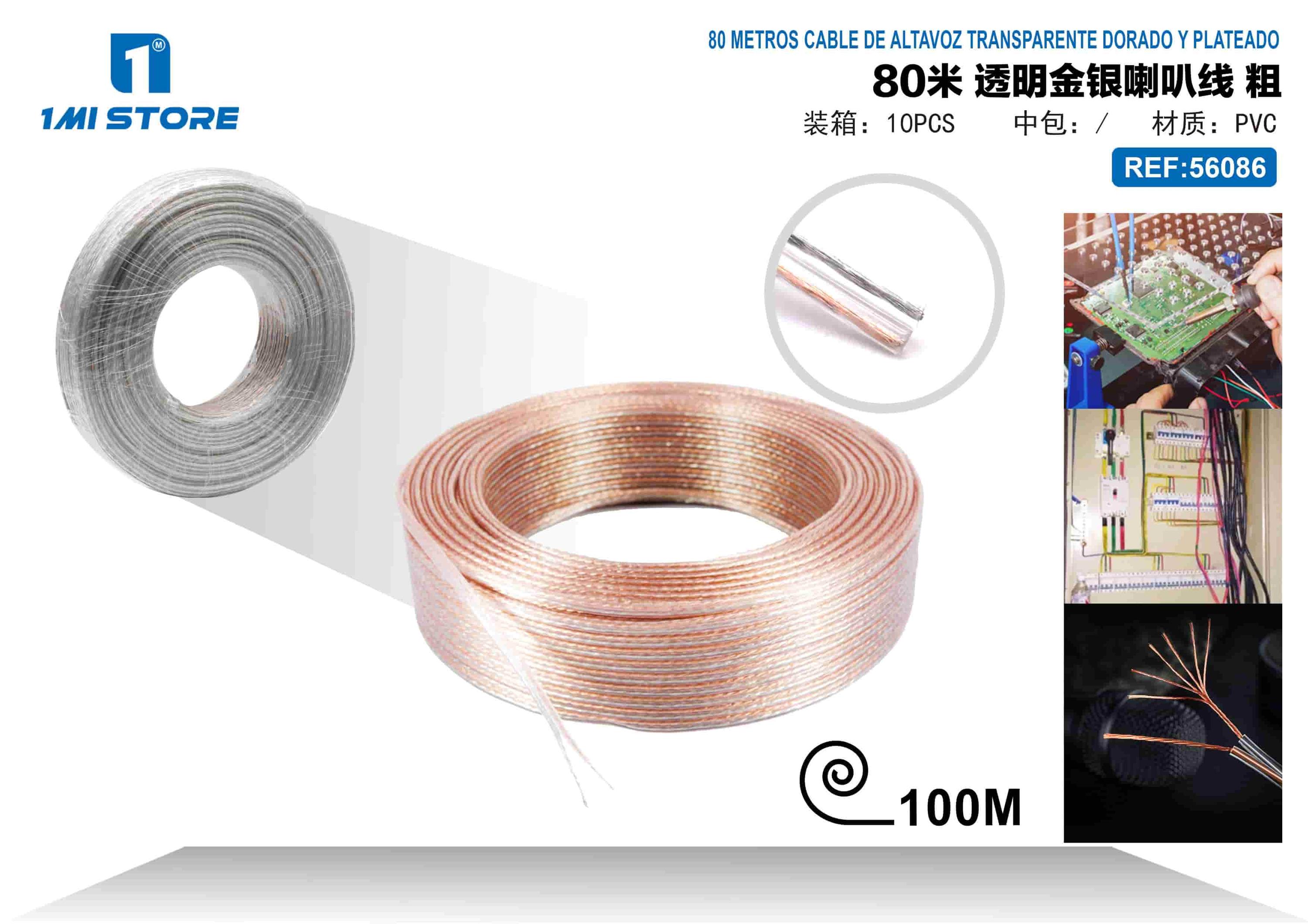 Cable de alimentación, 80 m, color transparente