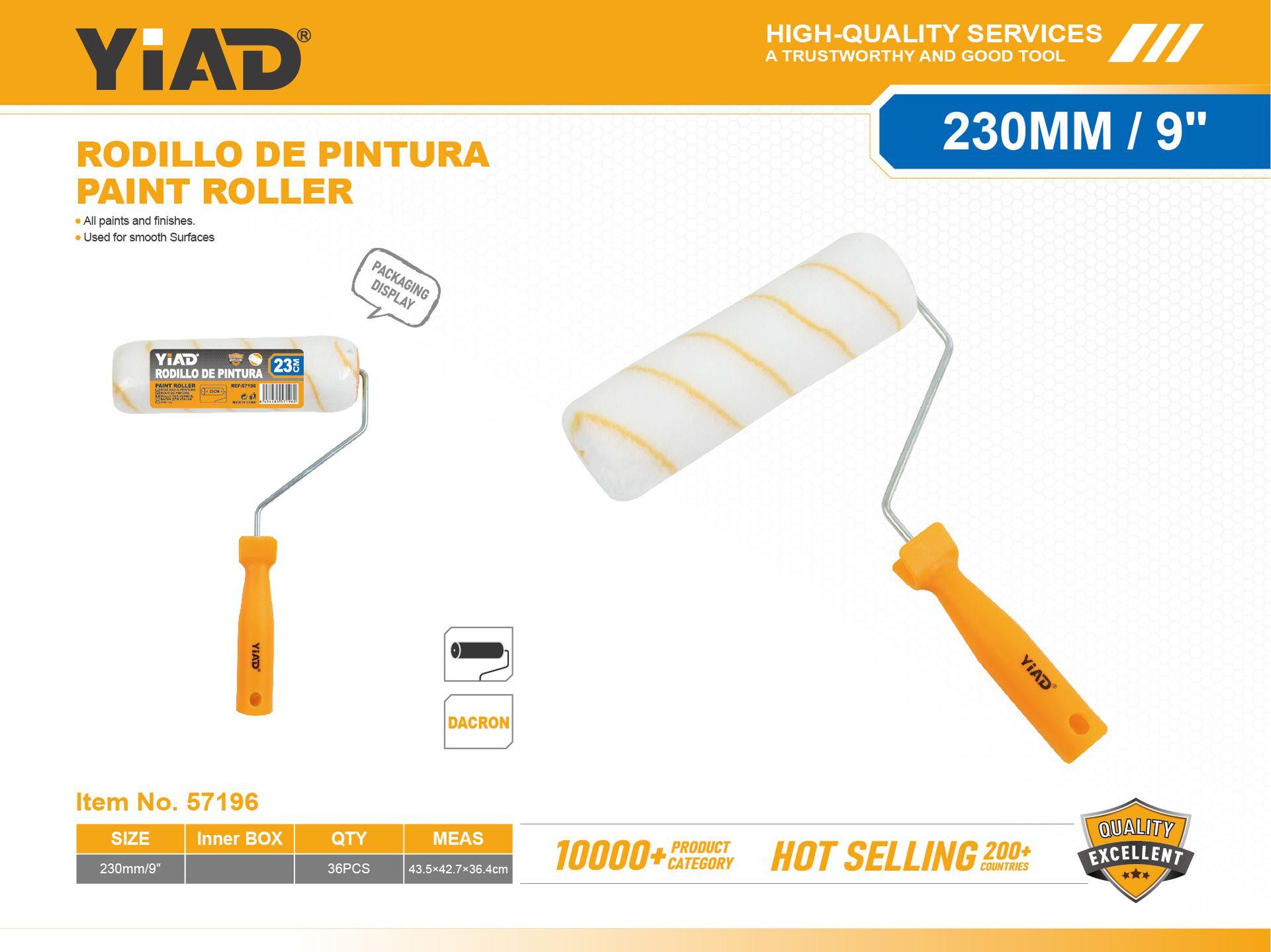 Rodillos para pintura, 9 pulgadas, color amarillo