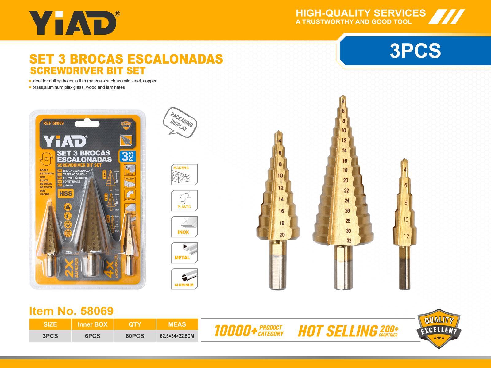 Serie de brocas, 3 piezas, ref. 58069
