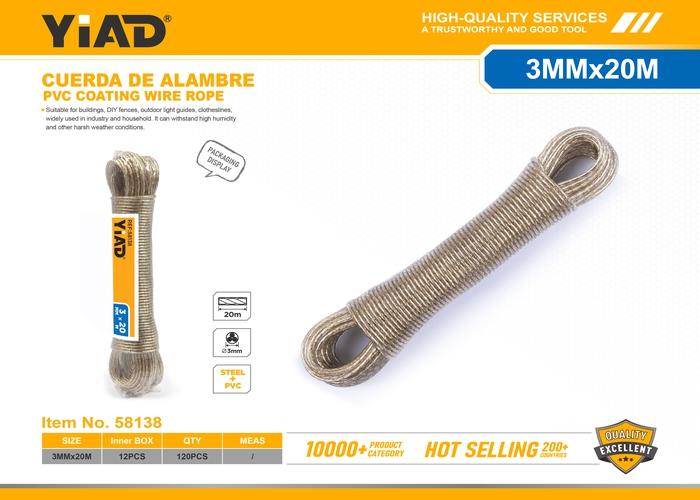 Cable de acero, 3 mm, 20 m, ref. 58138