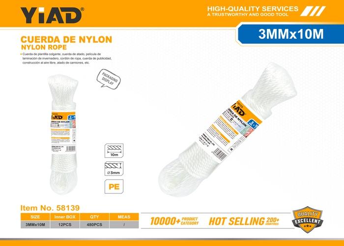 Cuerda de nailon, 3 mm, 10 m, ref. 58139