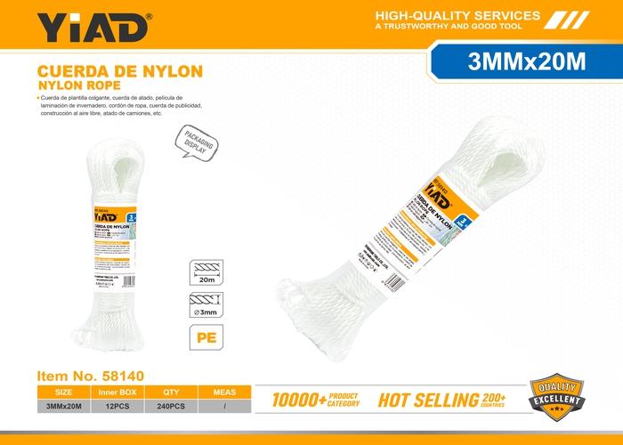 Cuerda de nailon, 3 mm, 20 m, ref. 58140