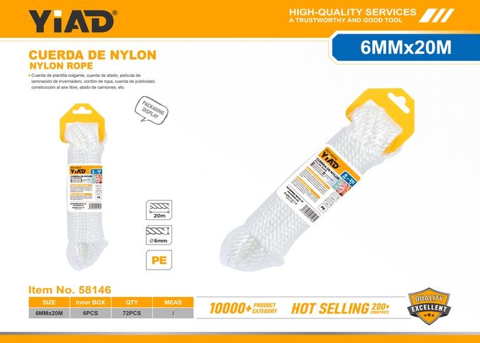 Cuerda de nailon, 6 mm, 20 m, ref. 58146