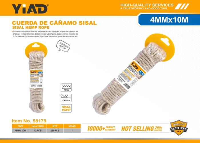 Cuerda de cáñamo, 4 mm, 10 m, ref. 58179