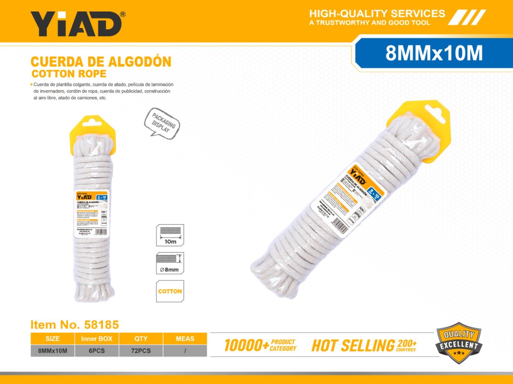 Cuerda de algodón, 8 mm, 10 m, ref. 58185