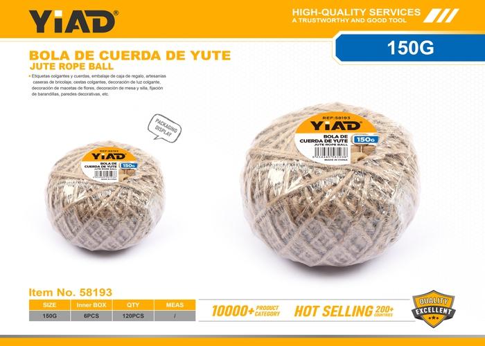 Cuerda de cáñamo, 150 g, color amarillo