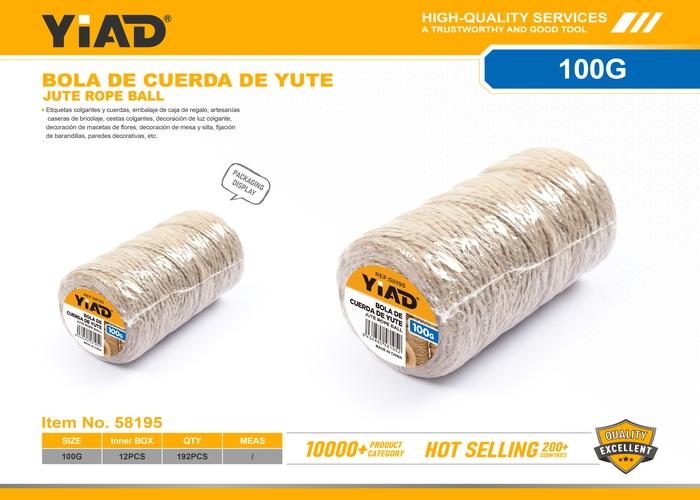 Cuerda de cáñamo, 100 g, color amarillo, ref. 58195
