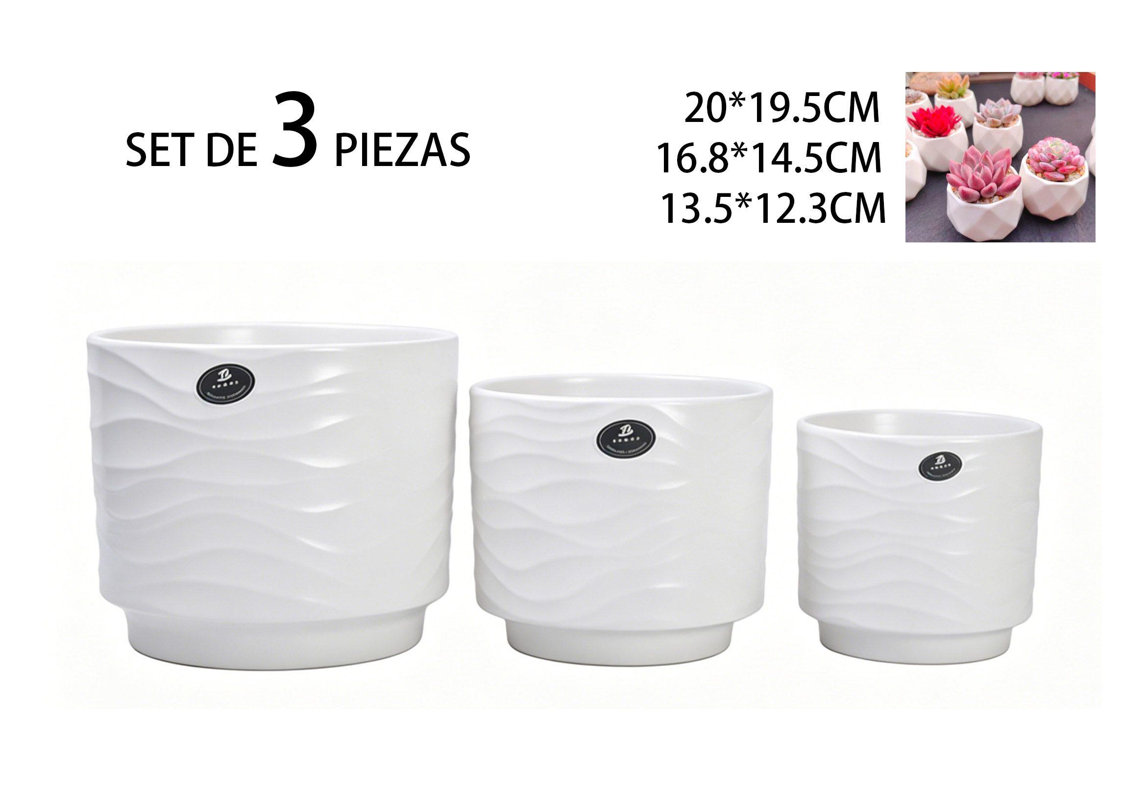 Macetas de cerámica, modelo JW10343A, color blanco