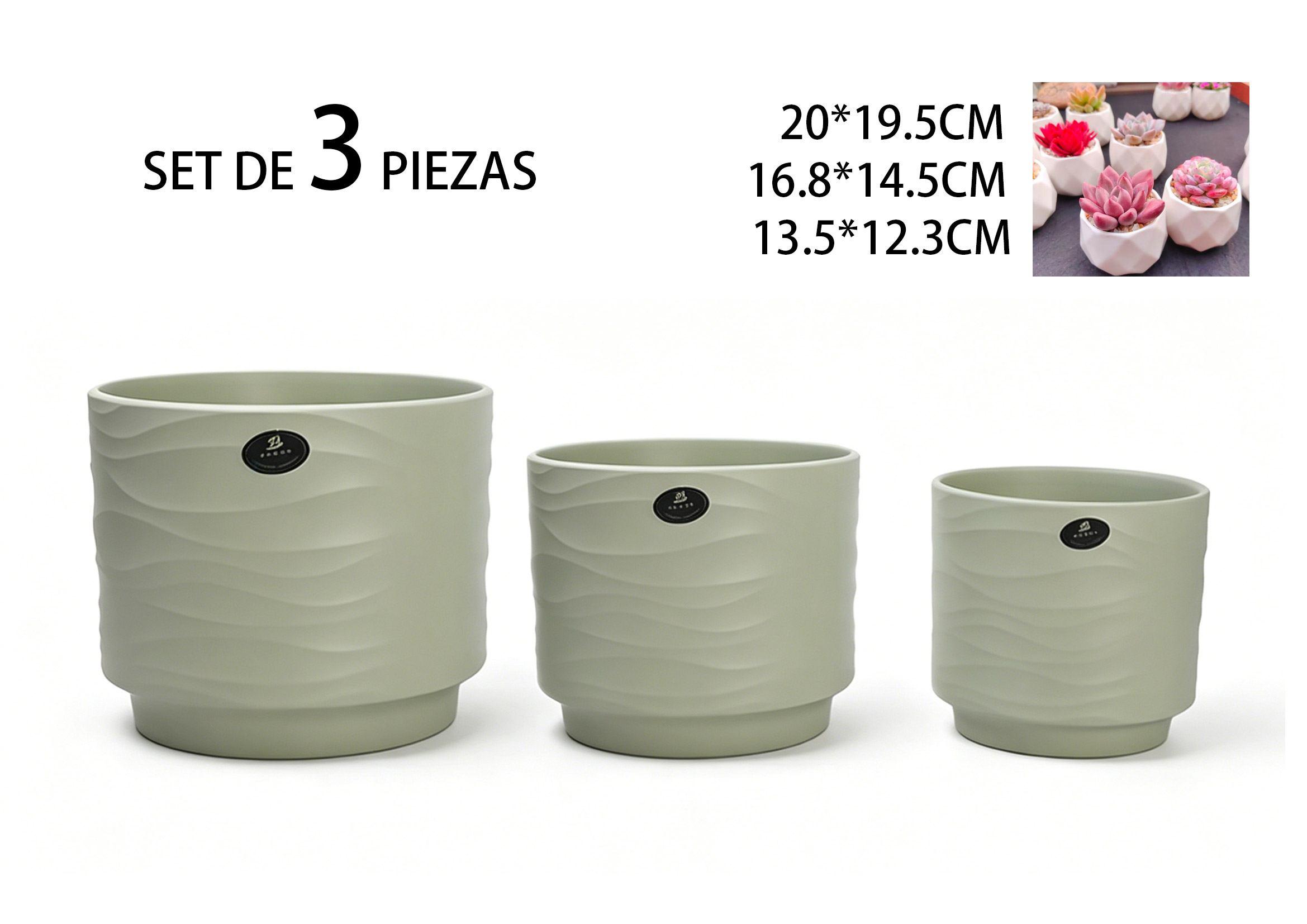 Macetas de cerámica, modelo JW10343A, color verde