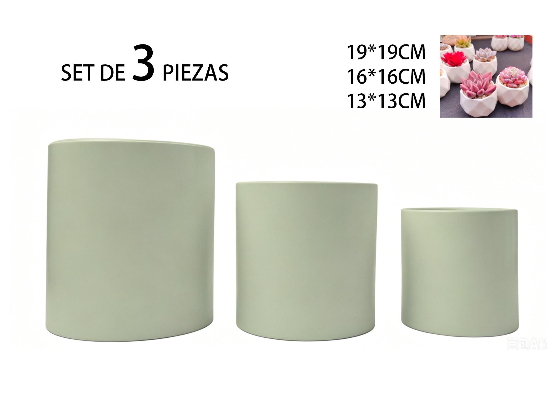 Macetas de cerámica, modelo JW10442A, color verde