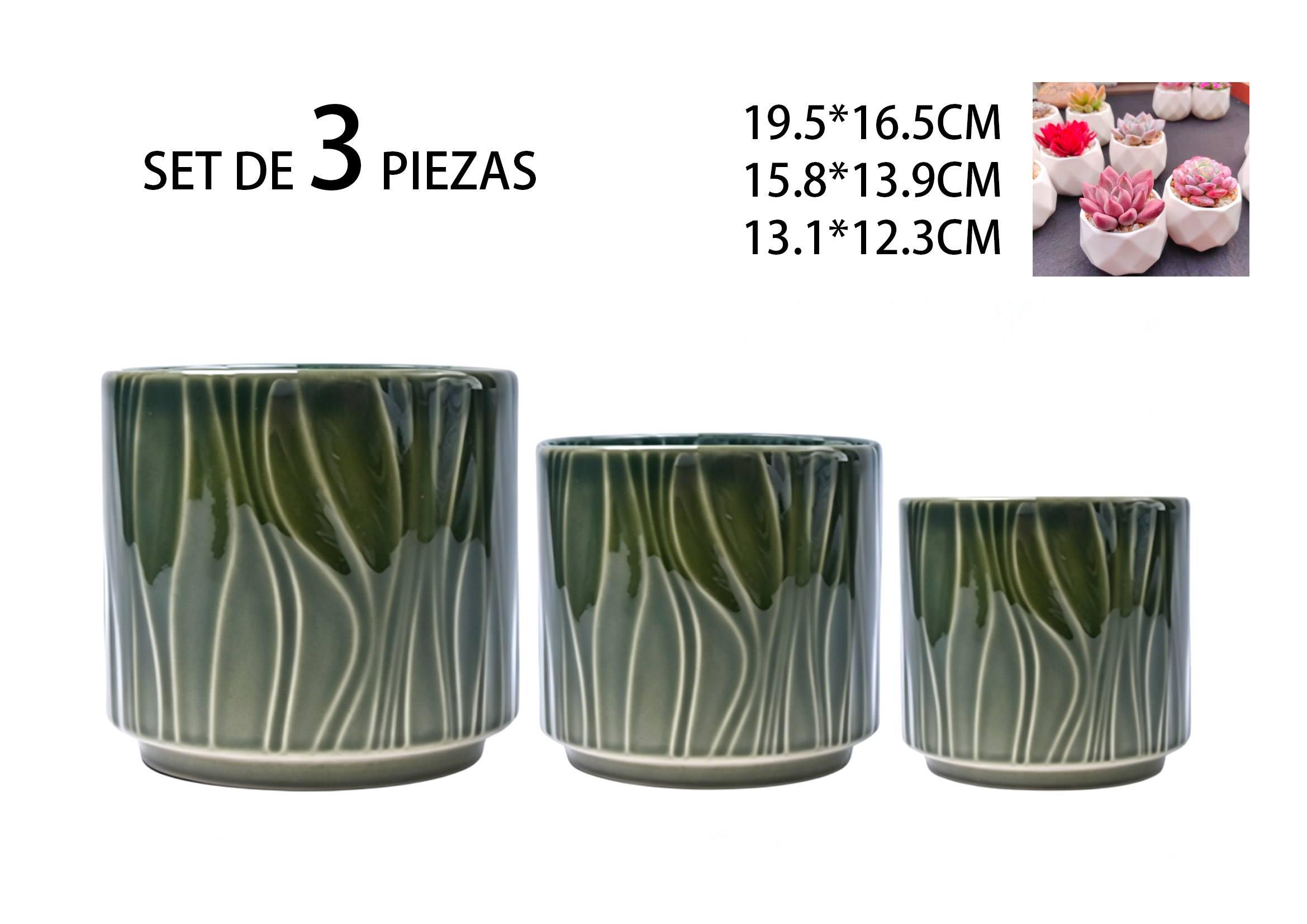 Macetas de cerámica, modelo W10283A, color verde