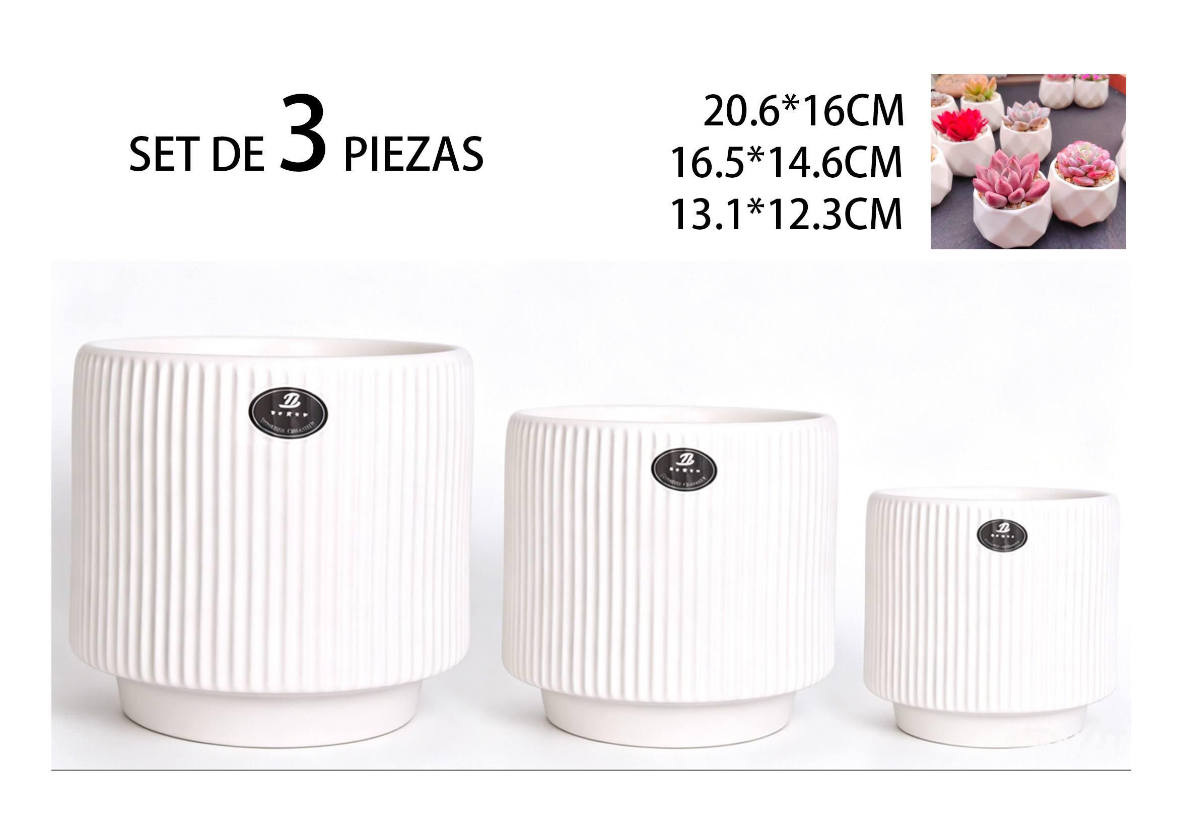 Macetas de cerámica, modelo JW7450000, color blanco