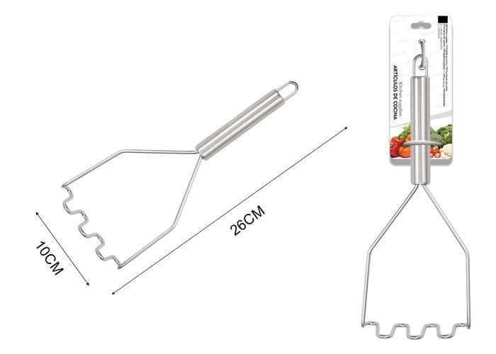 Utensilios de acero inoxidable con mango tubular redondo, 26 × 10,5 × 6 cm