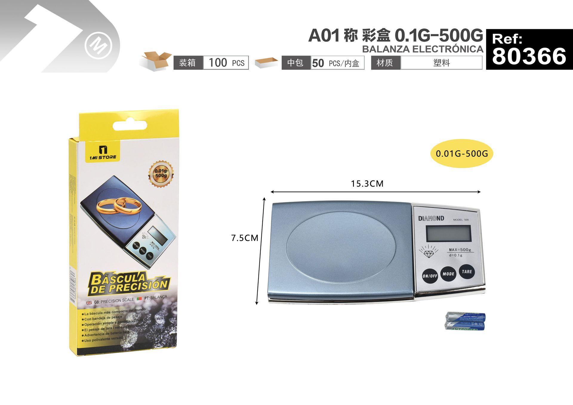 balanzas electronicas, modelo A01, modelo 1G-500G, 0,1 g, 500 g