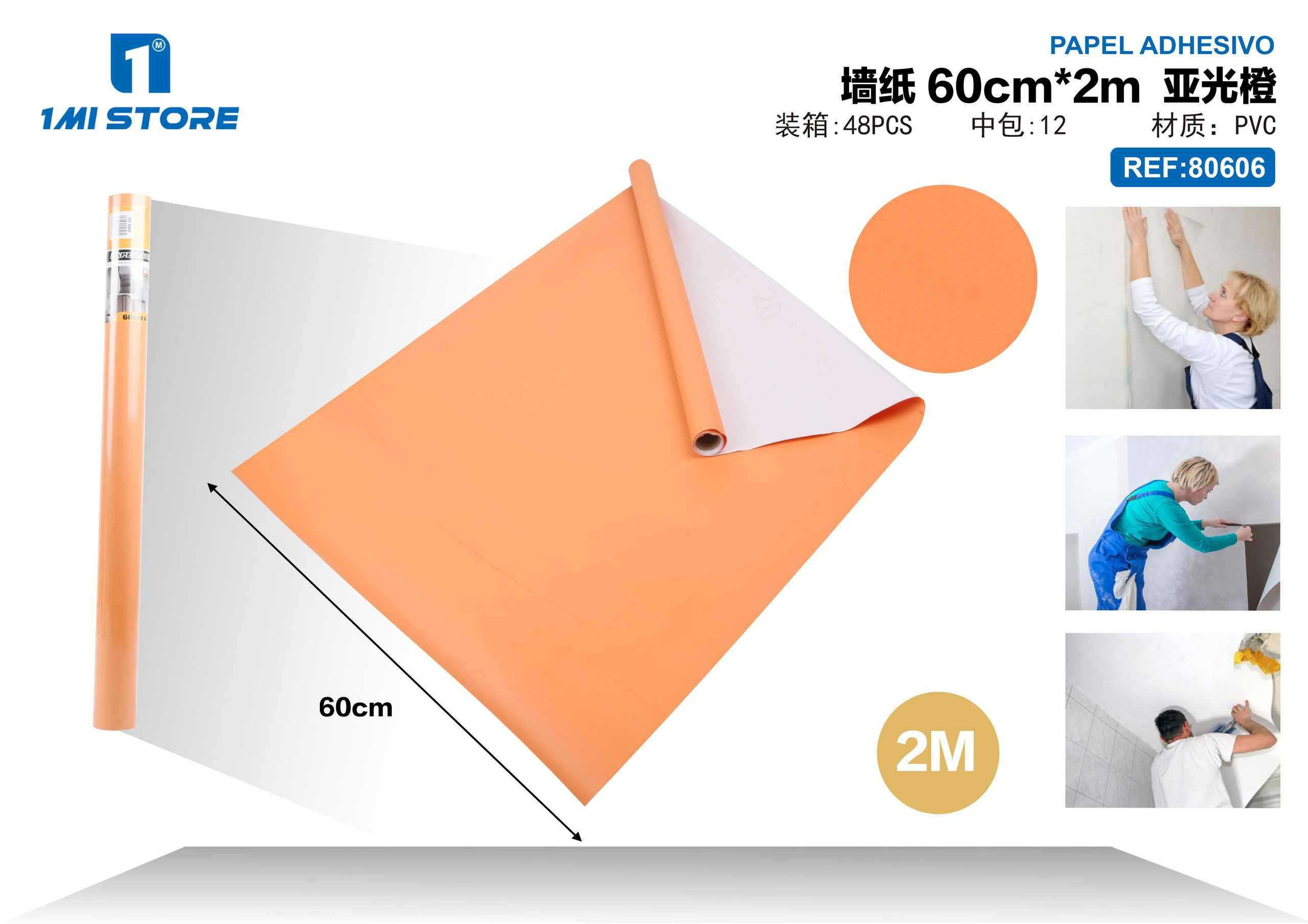 Papel tapiz monocromático, 60 cm, 2 m, color naranja