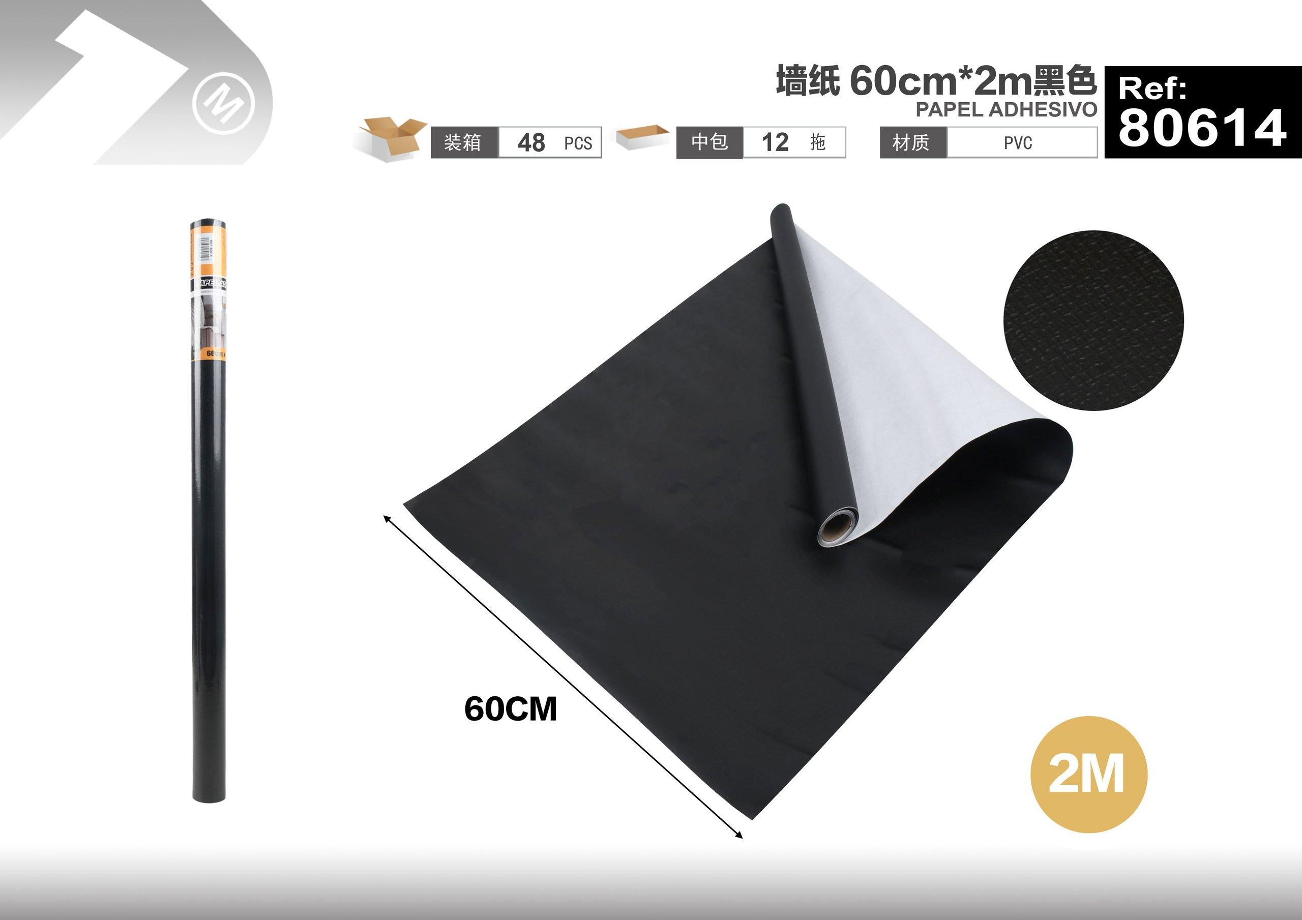 Papel tapiz monocromático, 60 cm, 2 m, color negro
