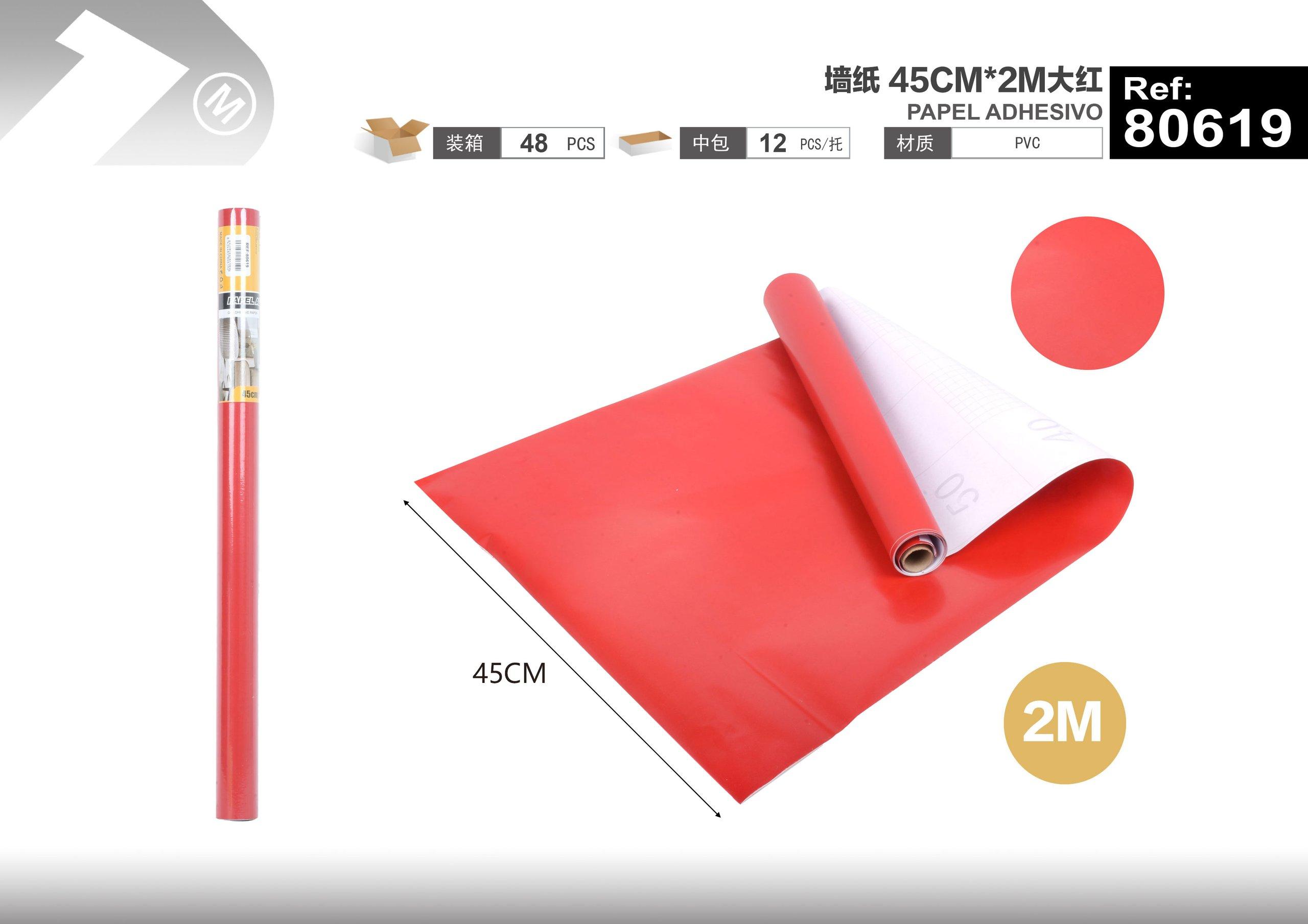 Papel tapiz monocromático, 45 cm, 2 m, color rojo