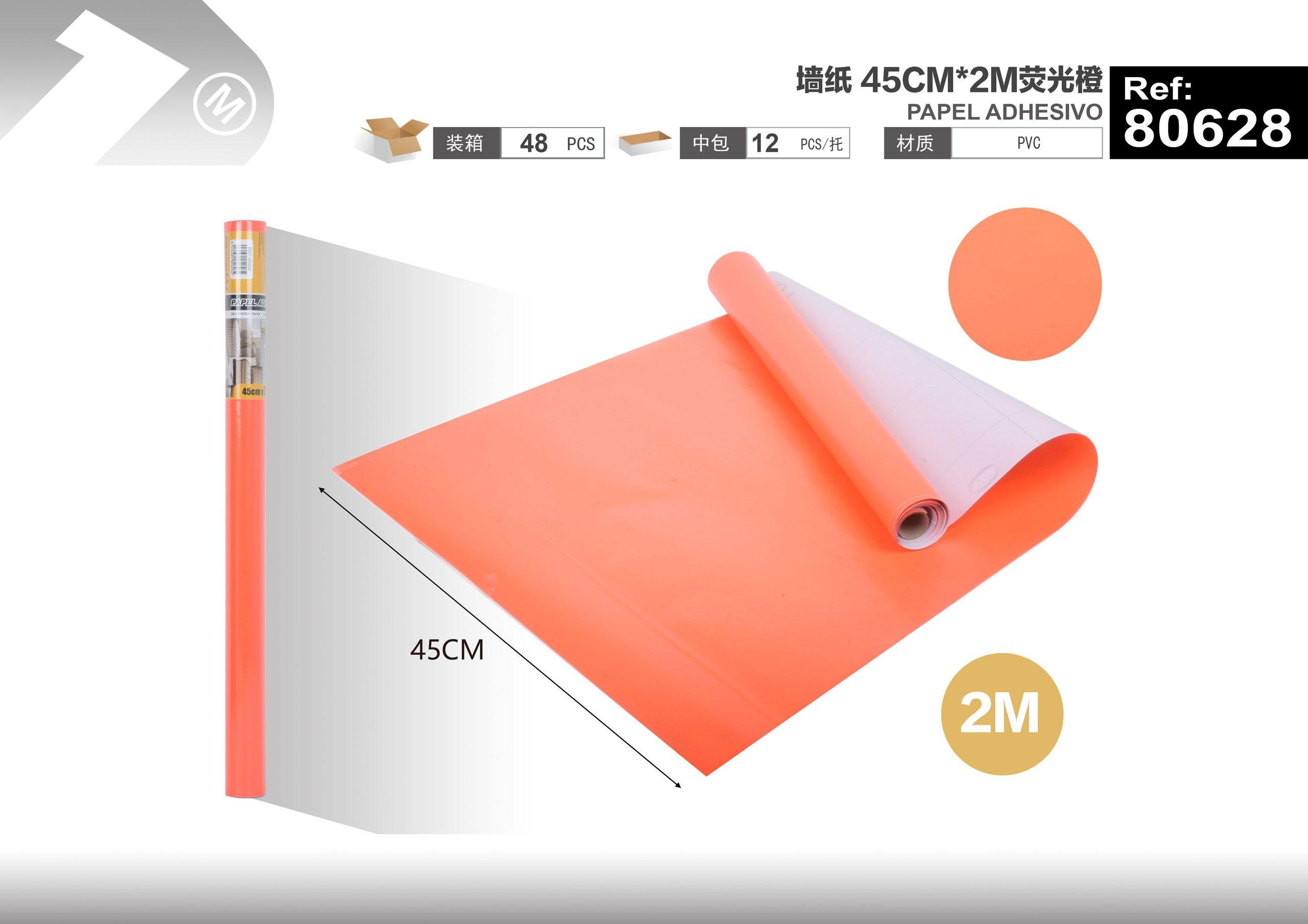 Papel tapiz monocromático, 45 cm, 2 m, color naranja