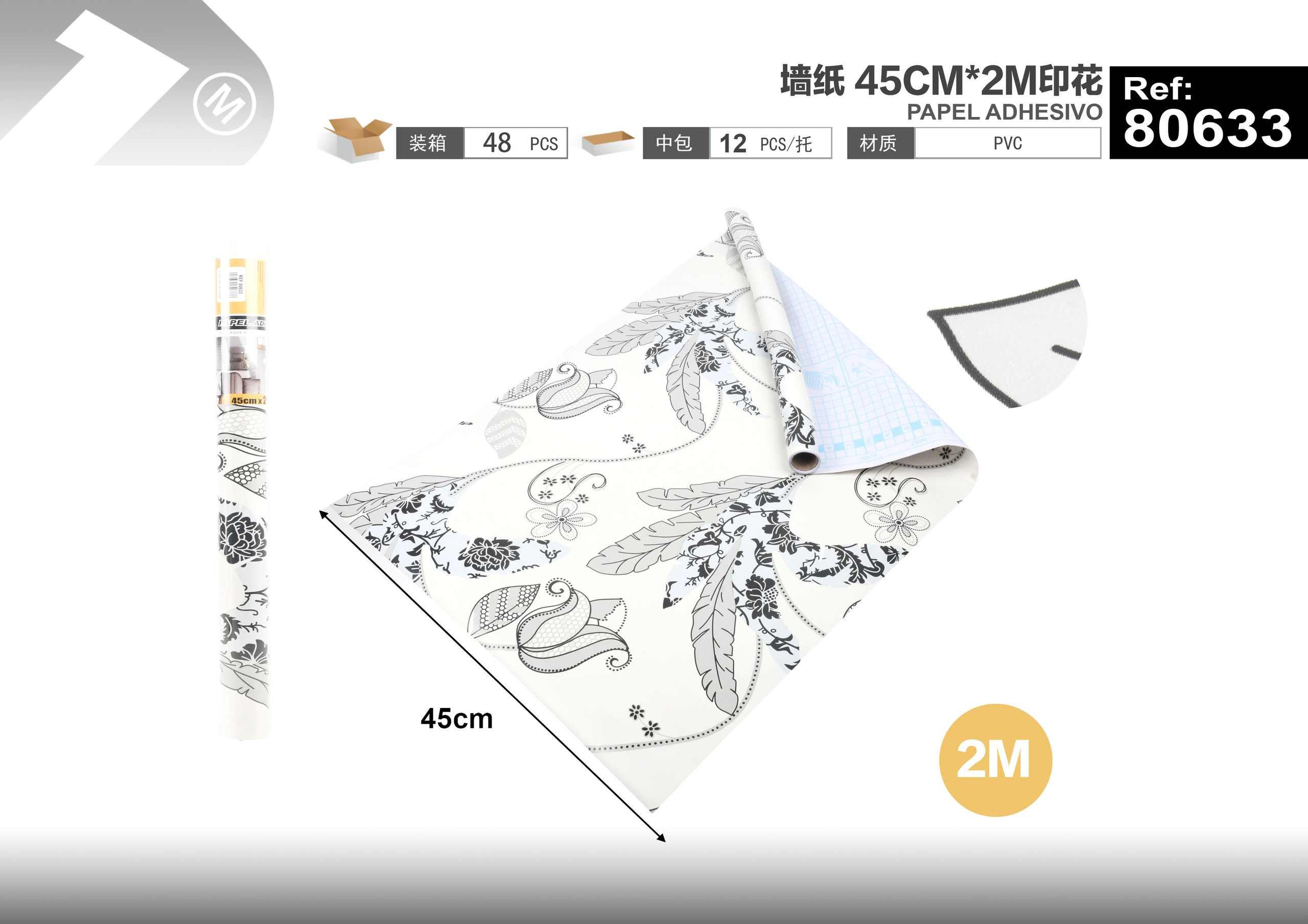 Papel tapiz decorativo, 45 cm, 2 m, modelo 80633