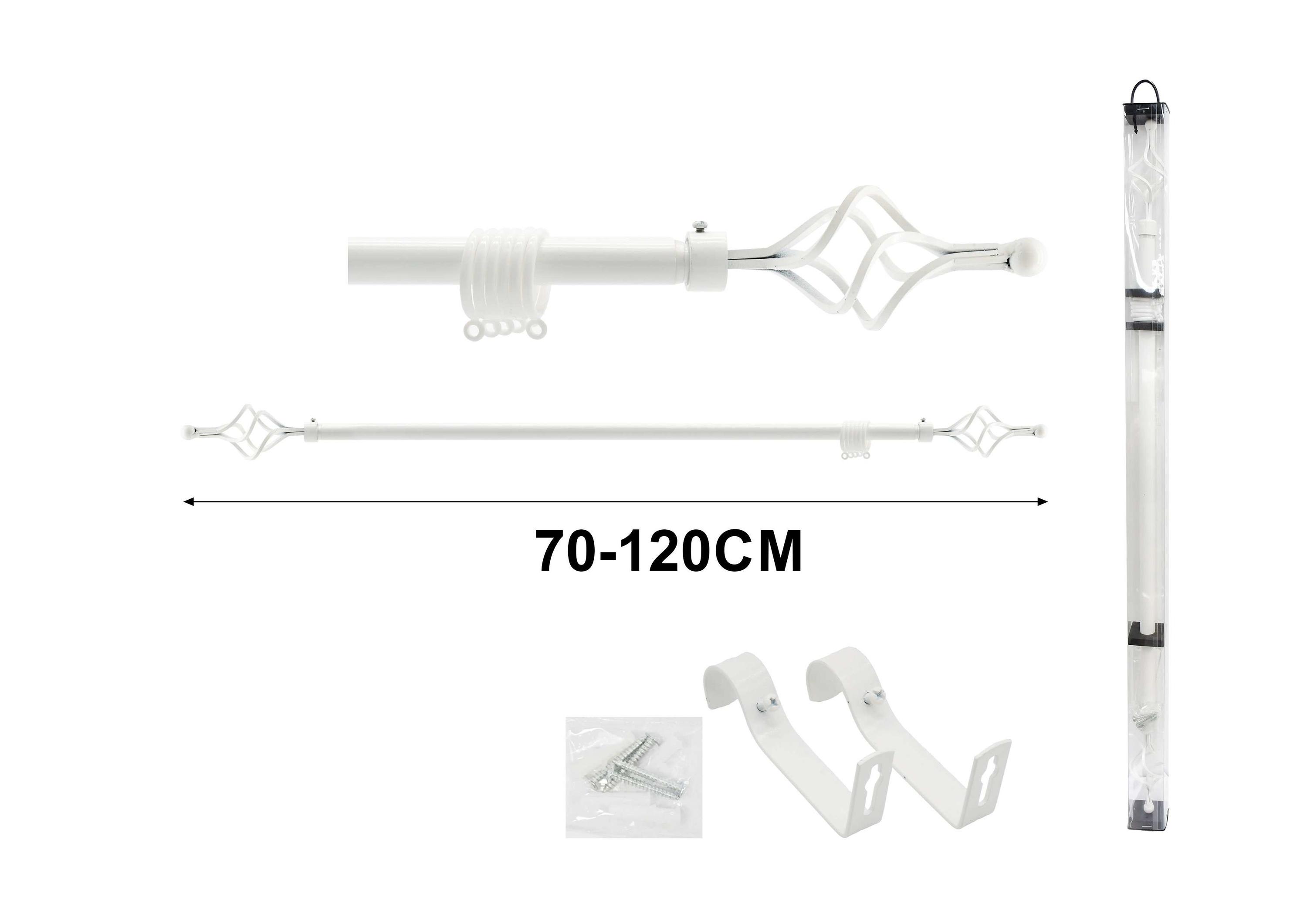 Barras para cortinas, 120 cm, color blanco, modelo A75320