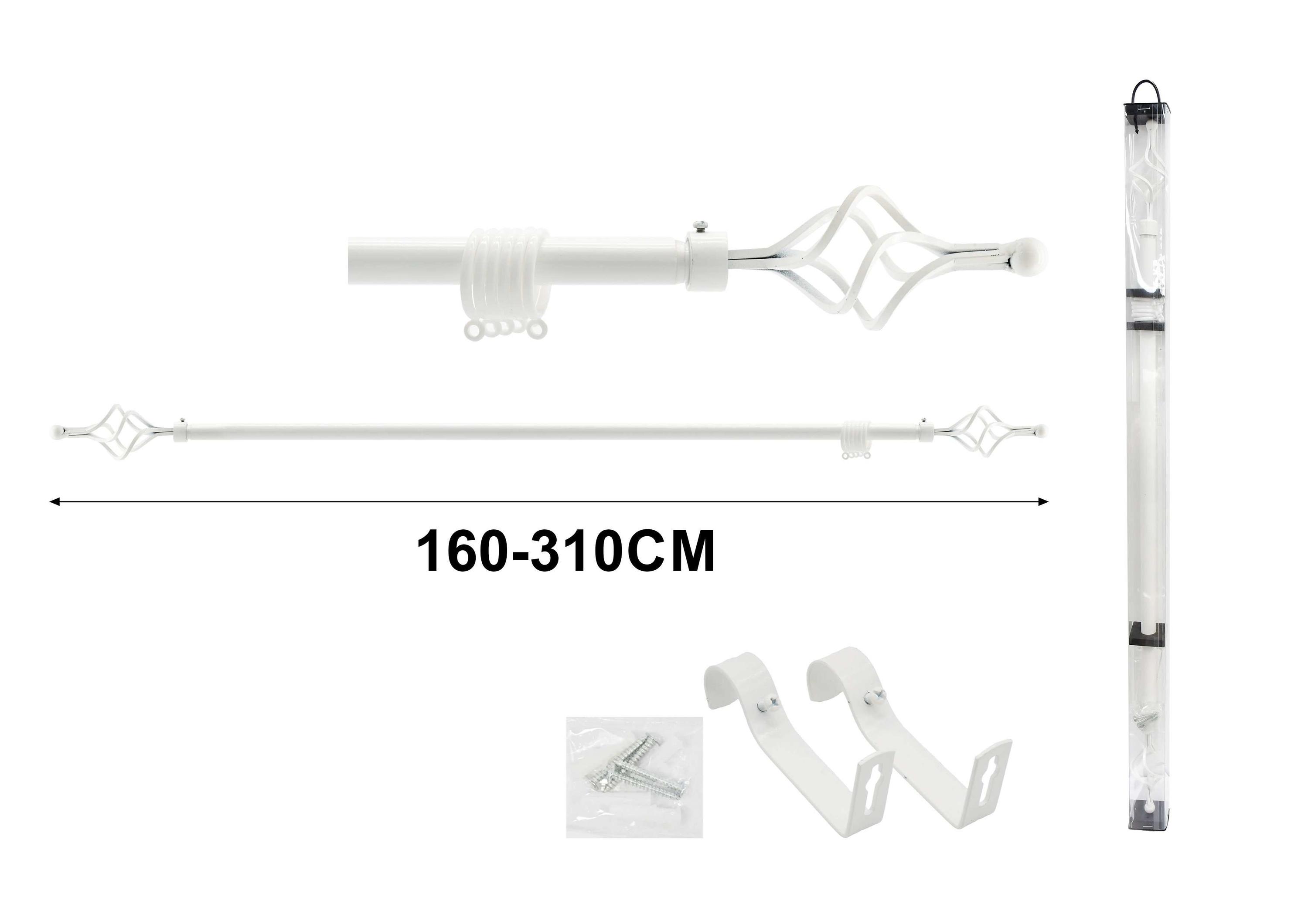 Barras para cortinas, 310 cm, color blanco, modelo A75328