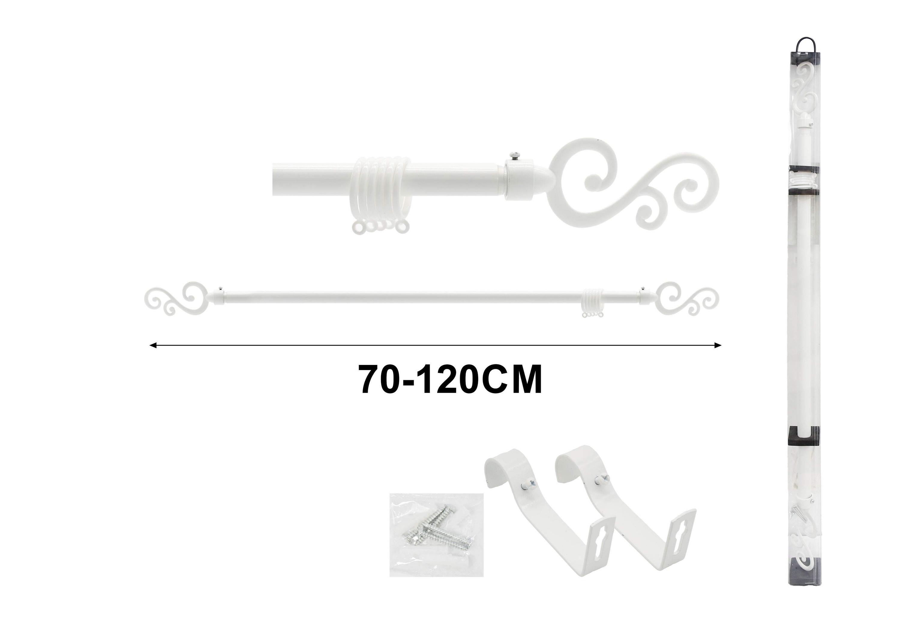 Barras para cortinas, 120 cm, color blanco, modelo A75332