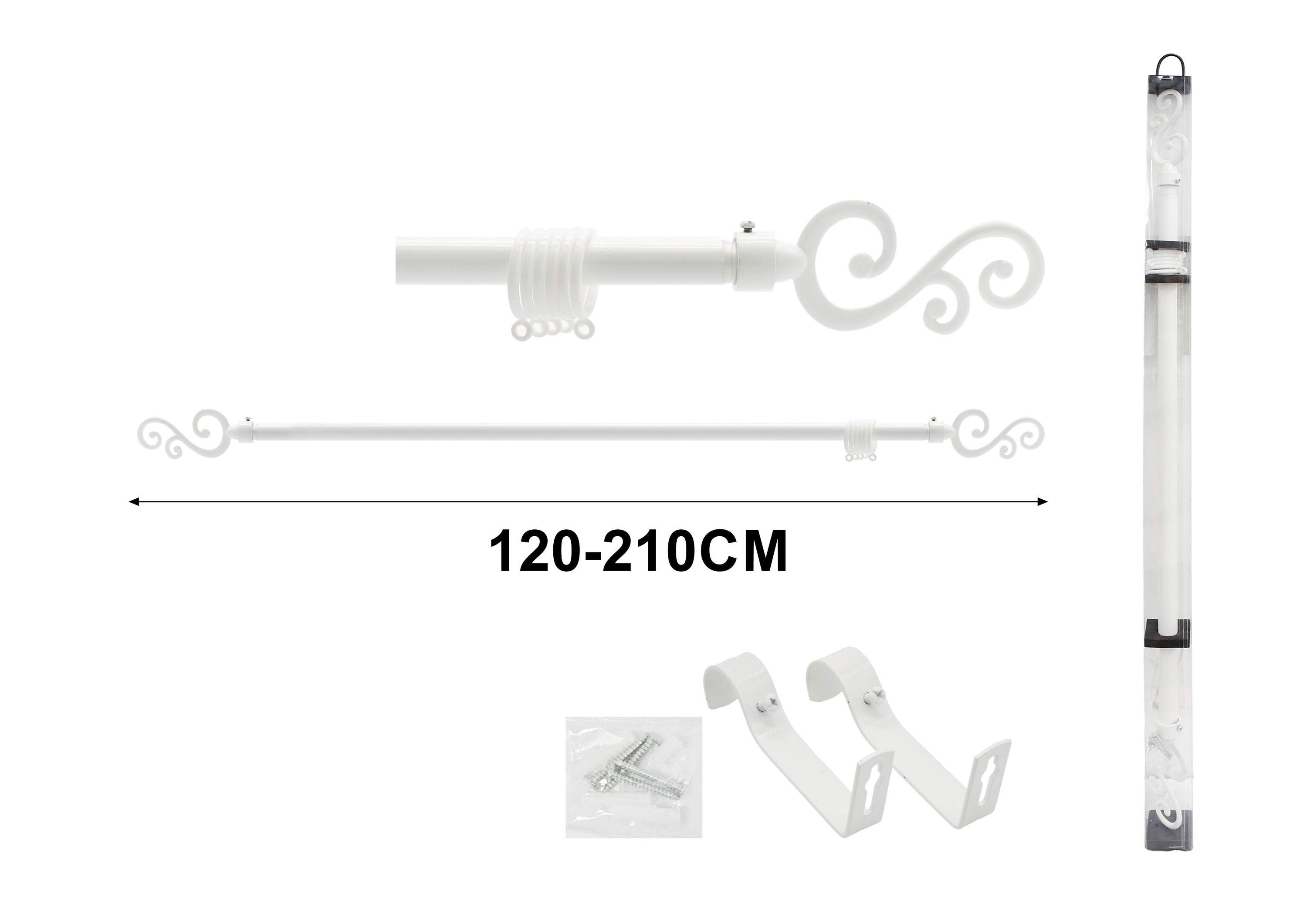 Barras para cortinas, 210 cm, color blanco, modelo A75336