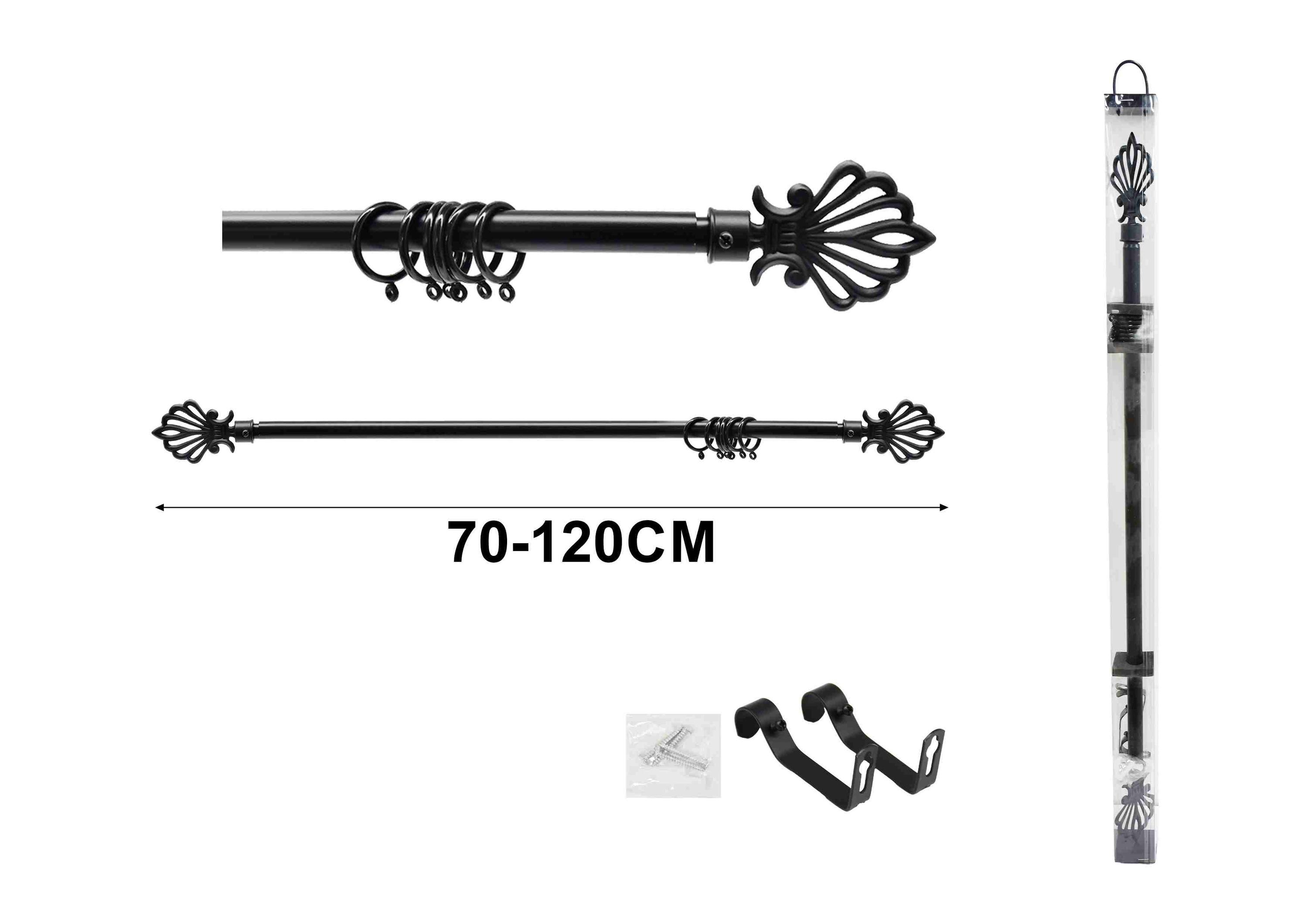 Barras para cortinas, 120 cm, color negro, modelo A75345