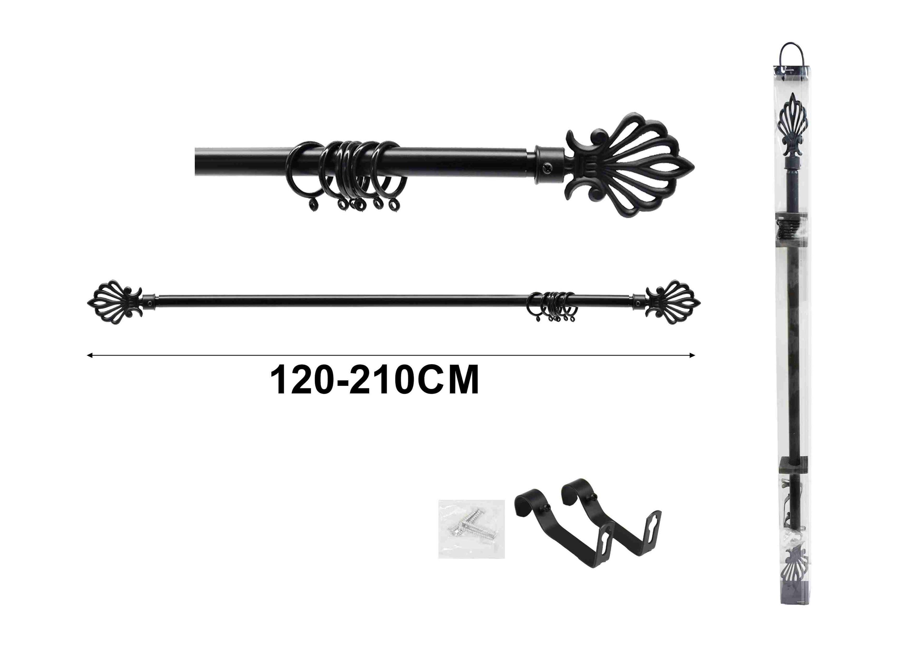 Barras para cortinas, 210 cm, color negro, modelo A75349